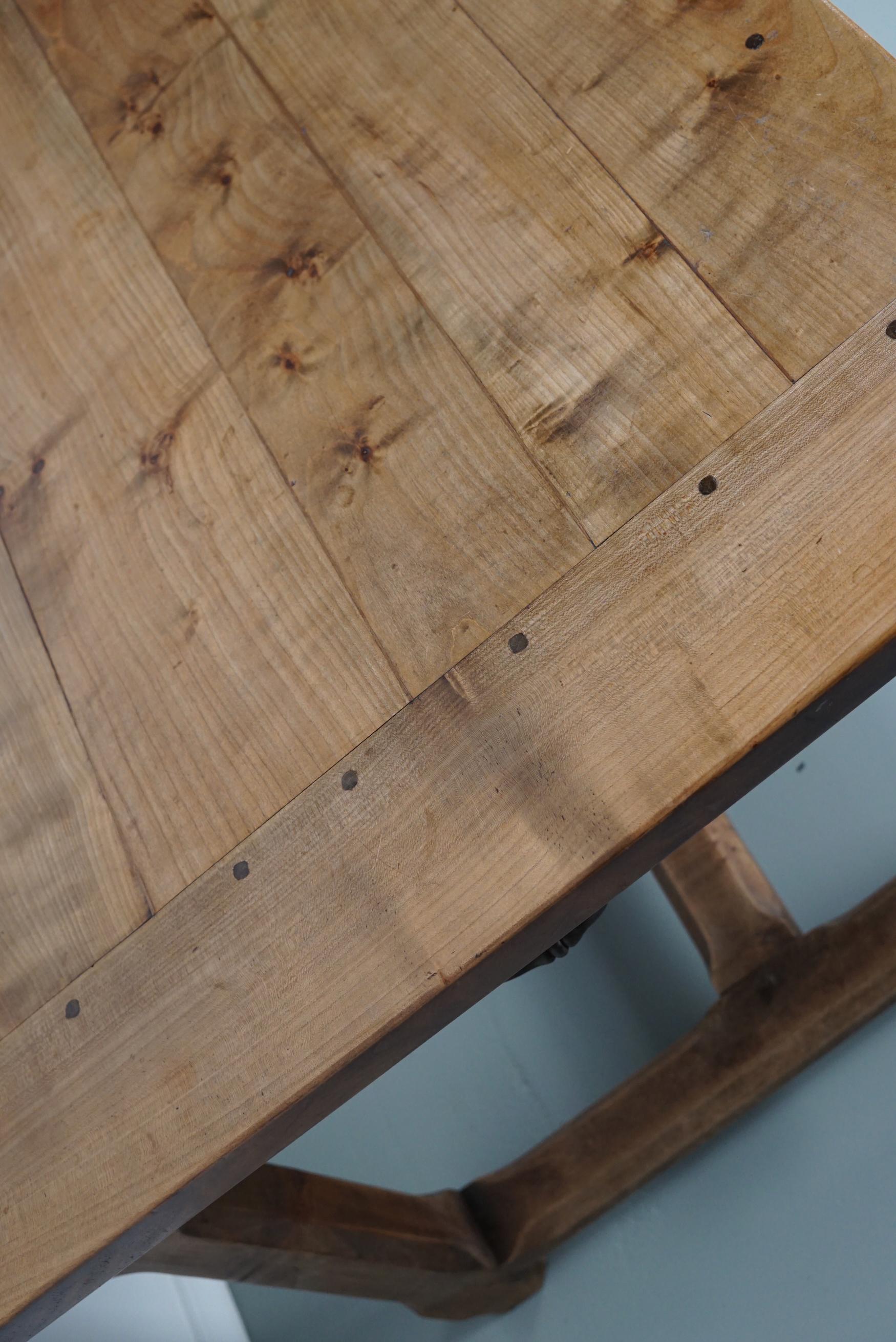 Large Vintage French Rustic Farmhouse Cherry Dining Table, 1950s For Sale 8