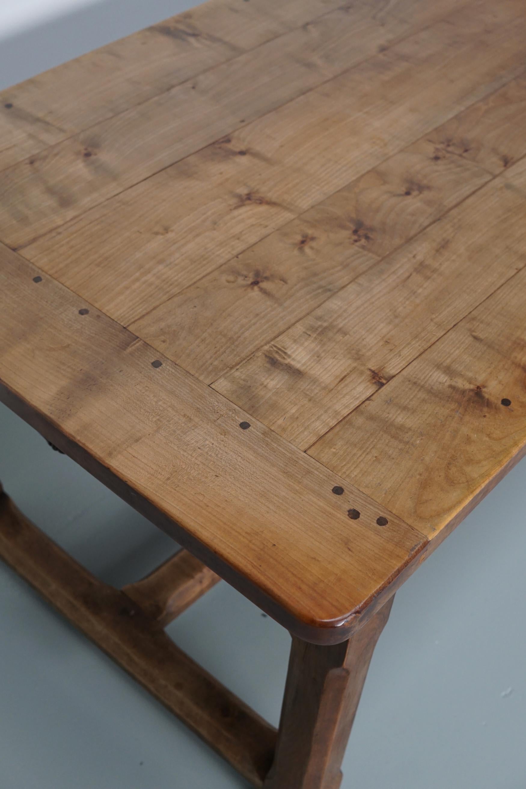 Large Vintage French Rustic Farmhouse Cherry Dining Table, 1950s For Sale 5