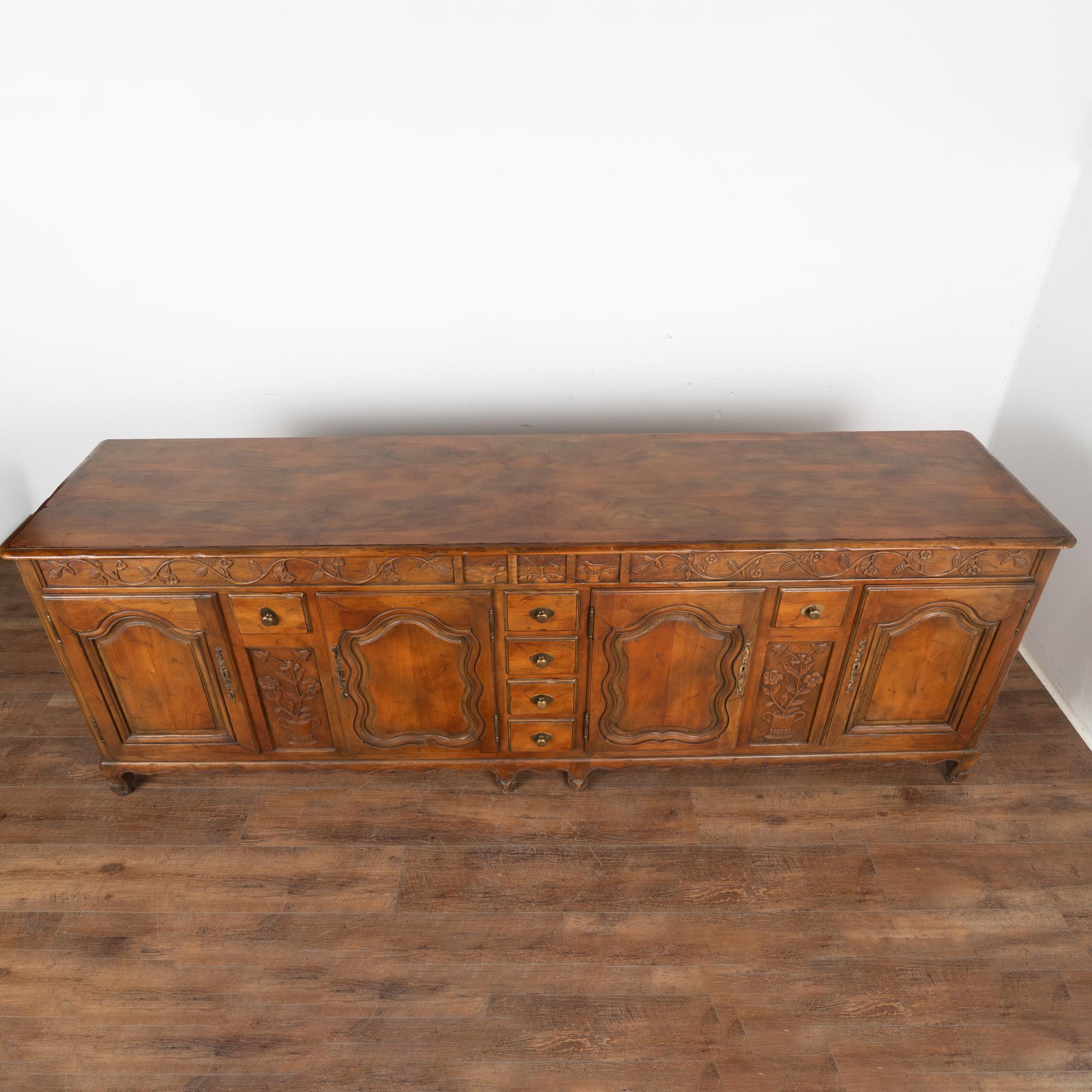Large Vintage French Sideboard Buffet with Carved Details, circa 1960-80 6