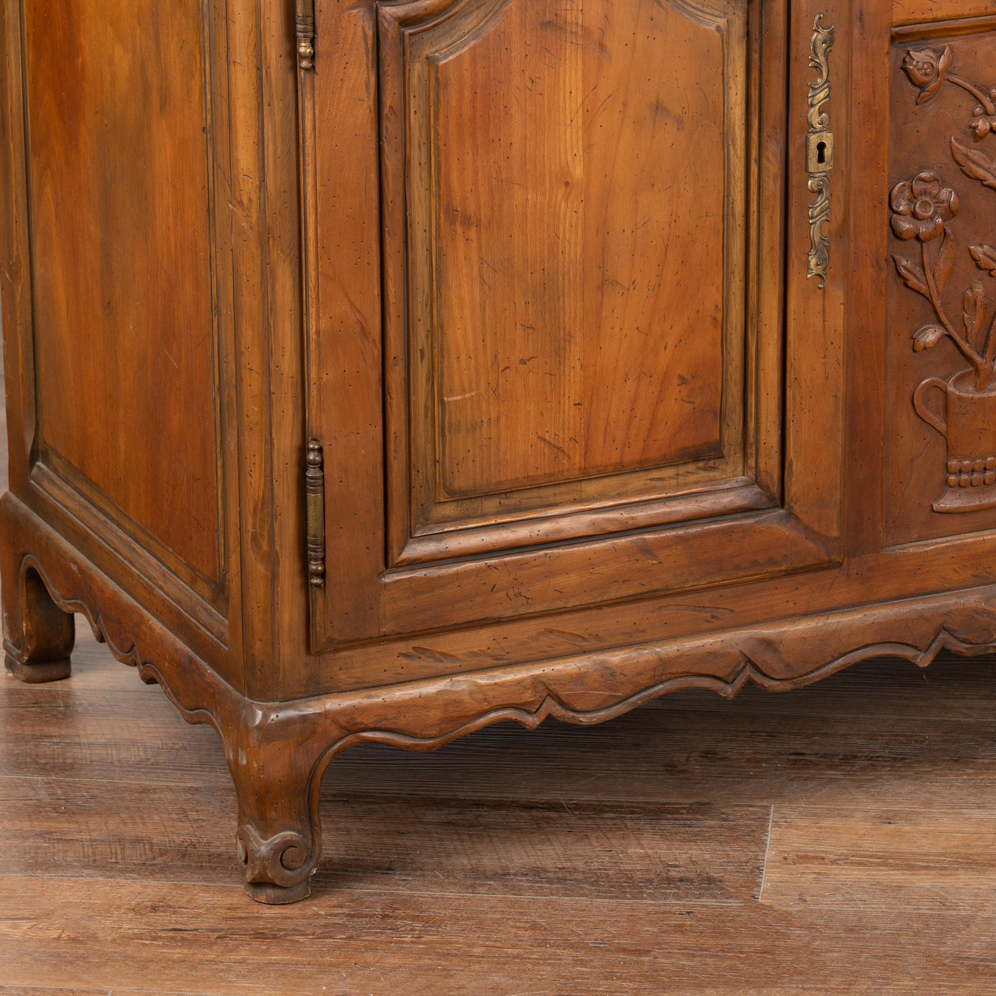 Country Large Vintage French Sideboard Buffet with Carved Details, circa 1960-80