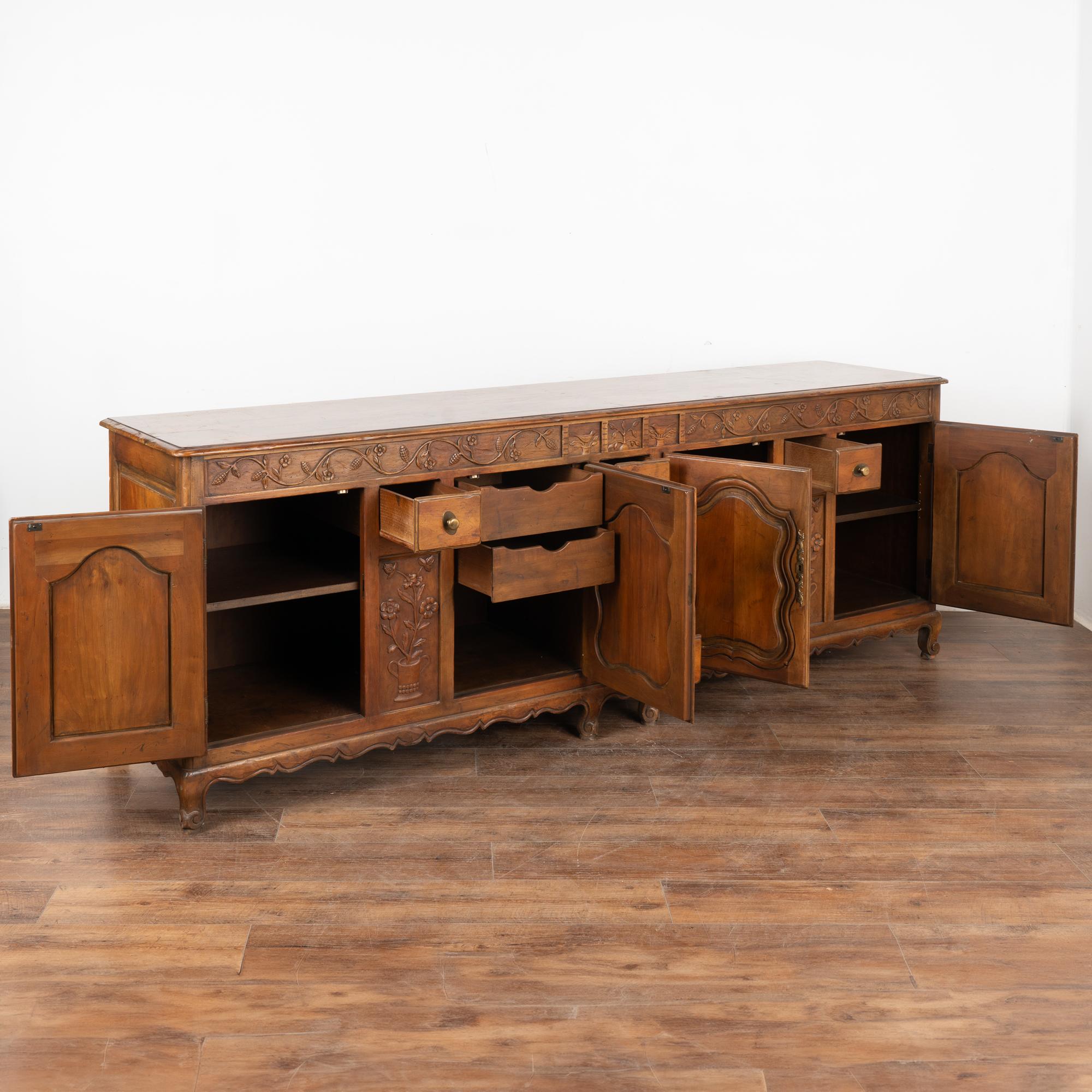 20th Century Large Vintage French Sideboard Buffet with Carved Details, circa 1960-80