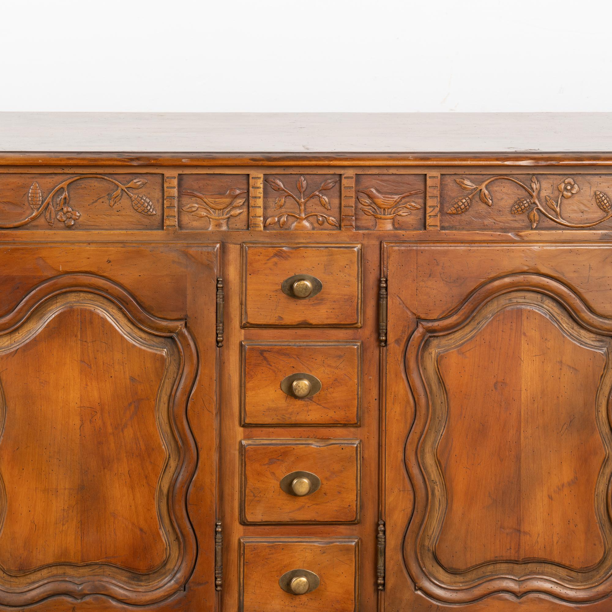 Large Vintage French Sideboard Buffet with Carved Details, circa 1960-80 1