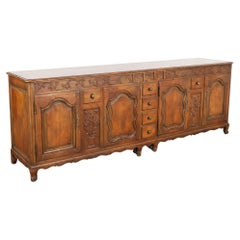 Large Vintage French Sideboard Buffet with Carved Details, circa 1960-80