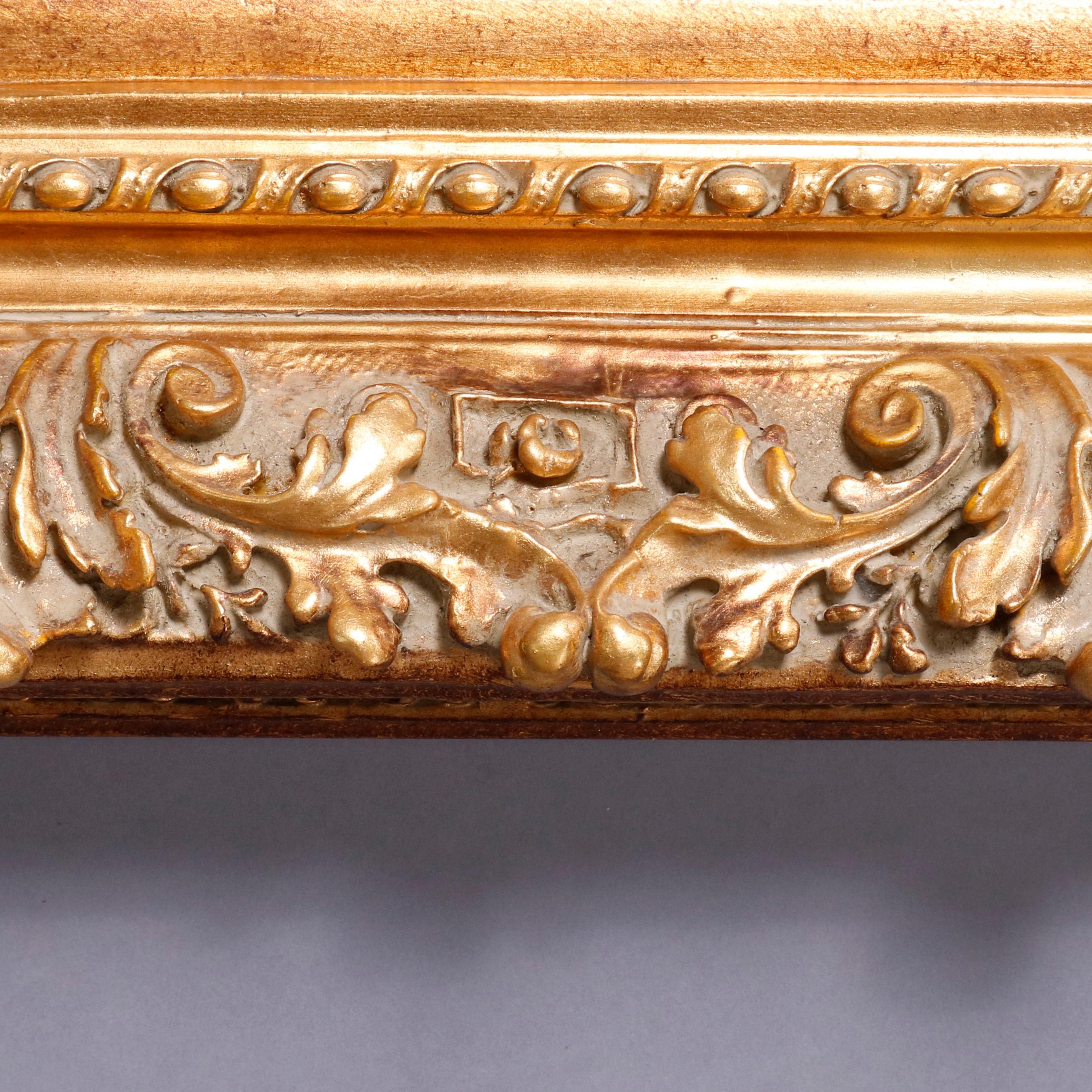 Large Vintage French Style Square Giltwood Framed Wall Mirror, 20th Century In Good Condition In Big Flats, NY