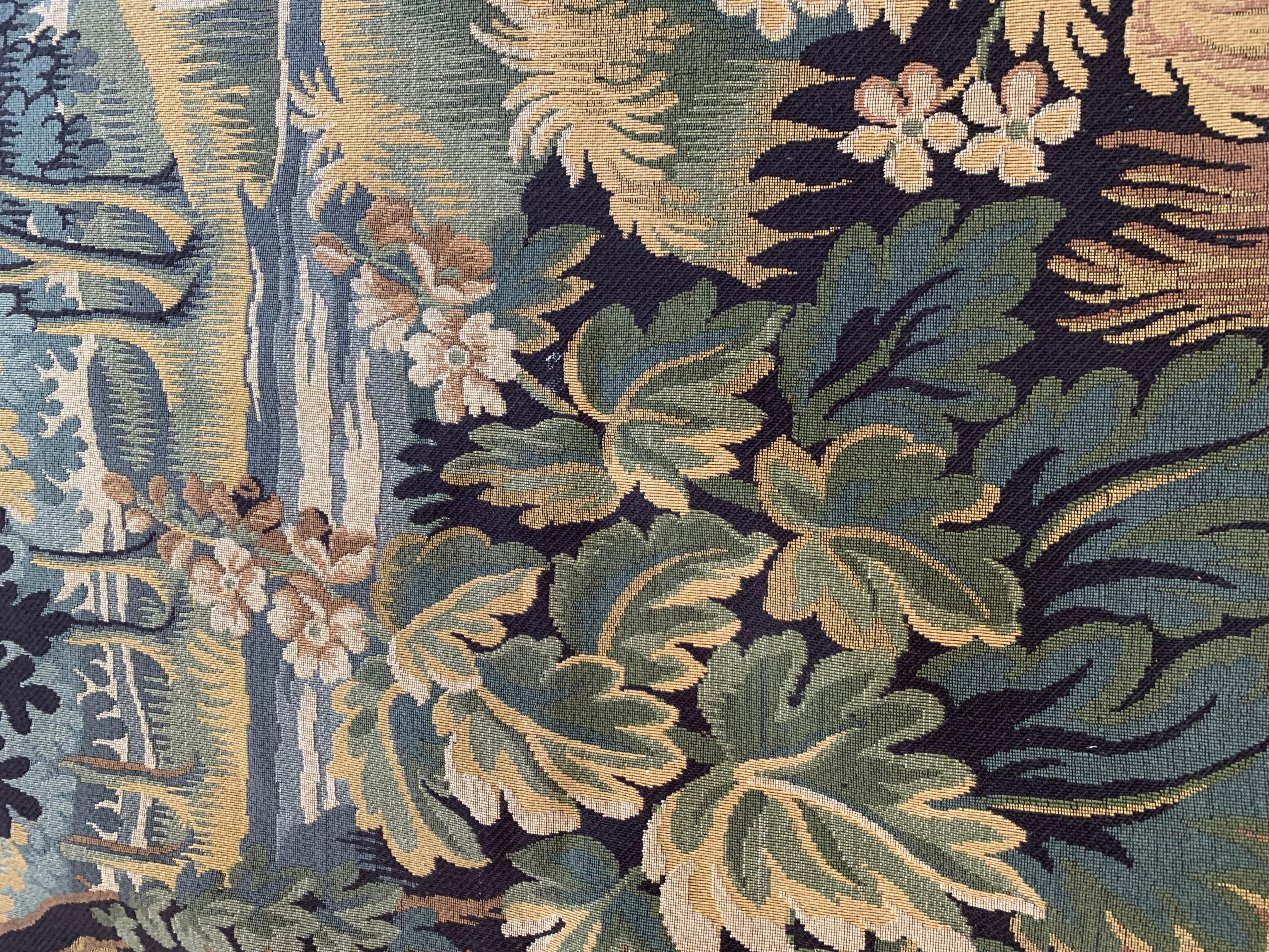 Gran Tapiz Vintage Francés de Paisaje Estilo Verdura 2