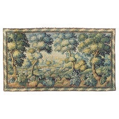 Large Vintage French Verdure Style Landscape Tapestry