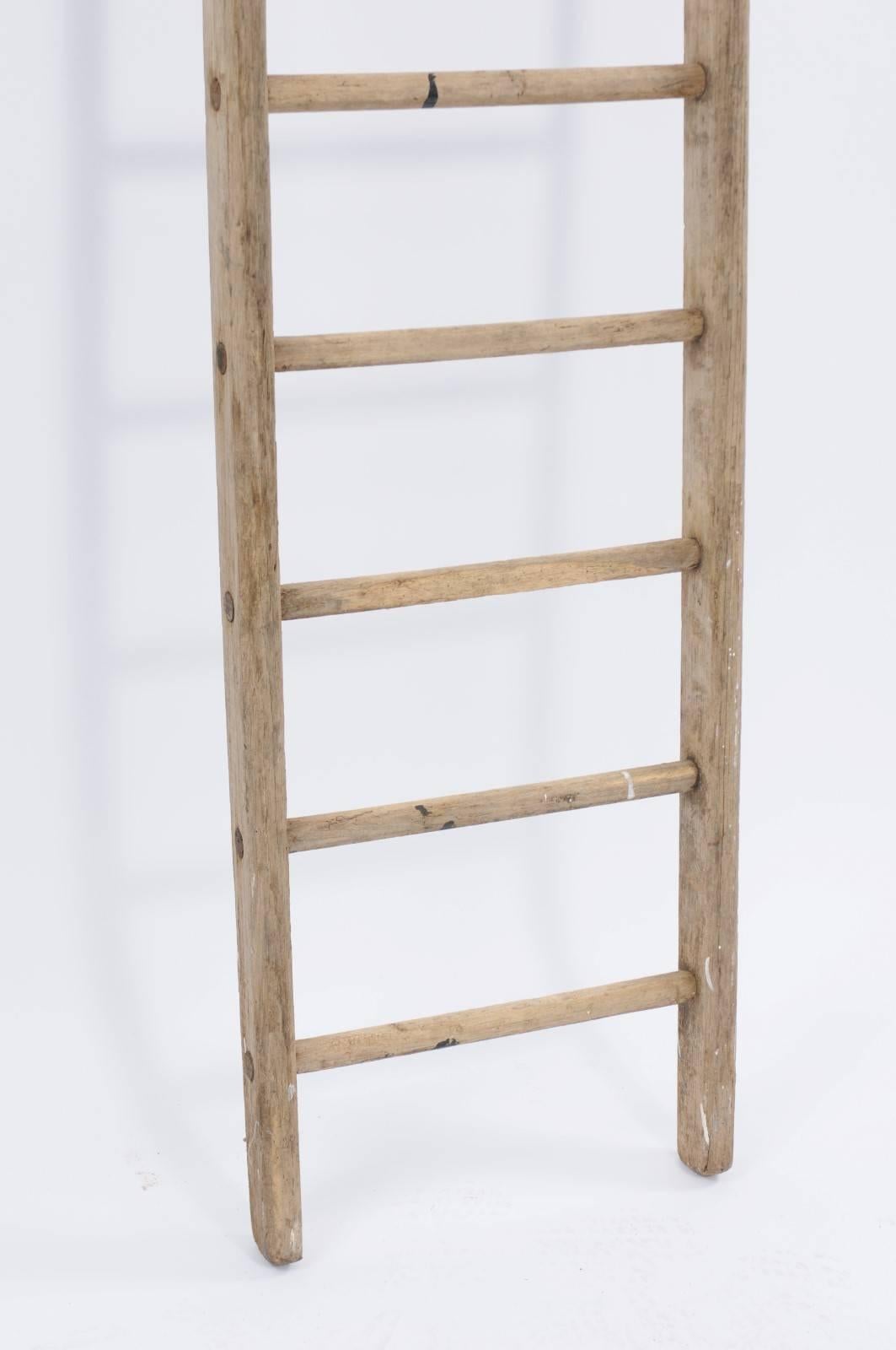 Large Vintage French Wood and Iron Rustic Ladder from the 1930s 2