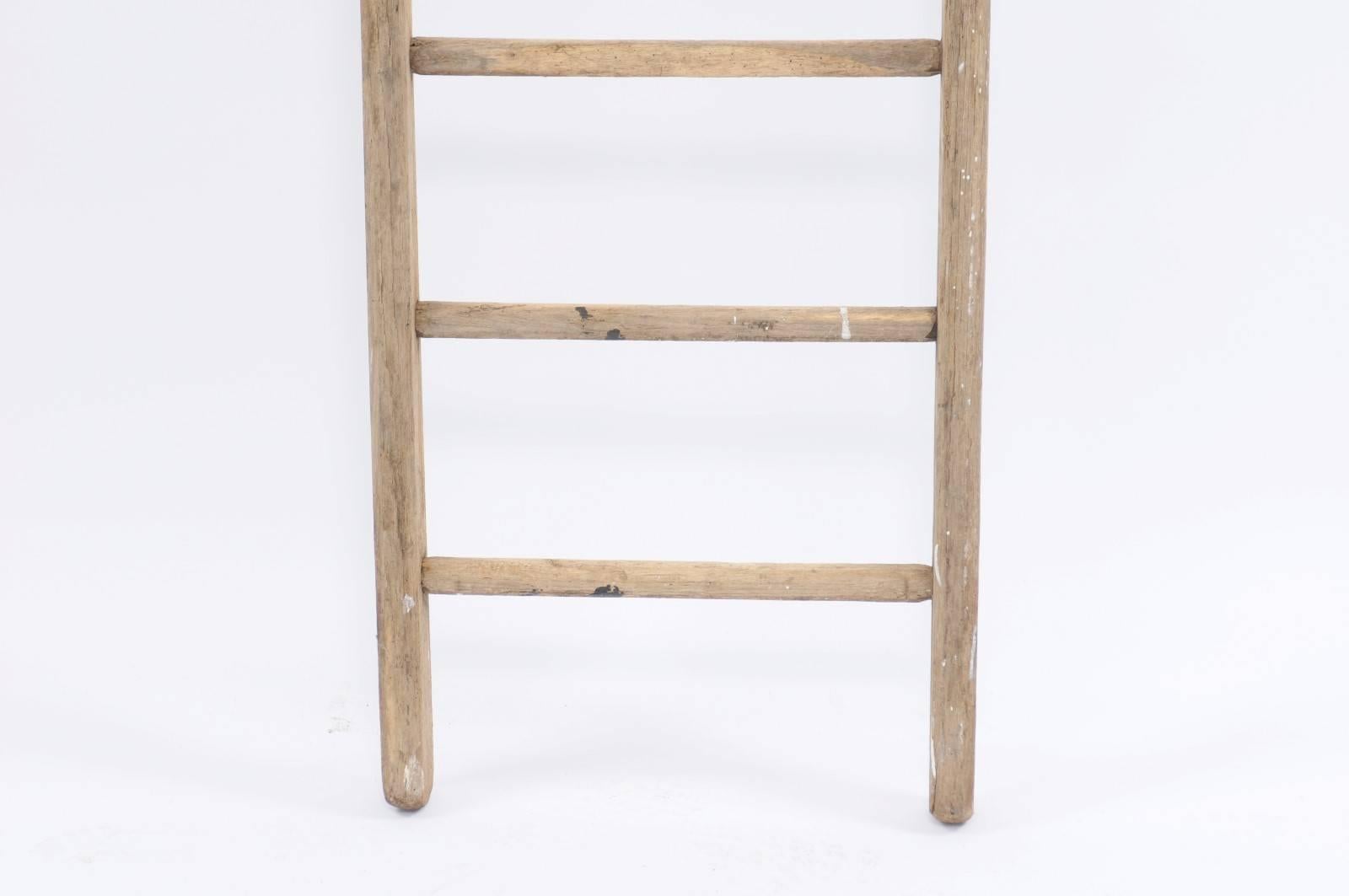 Large Vintage French Wood and Iron Rustic Ladder from the 1930s 4
