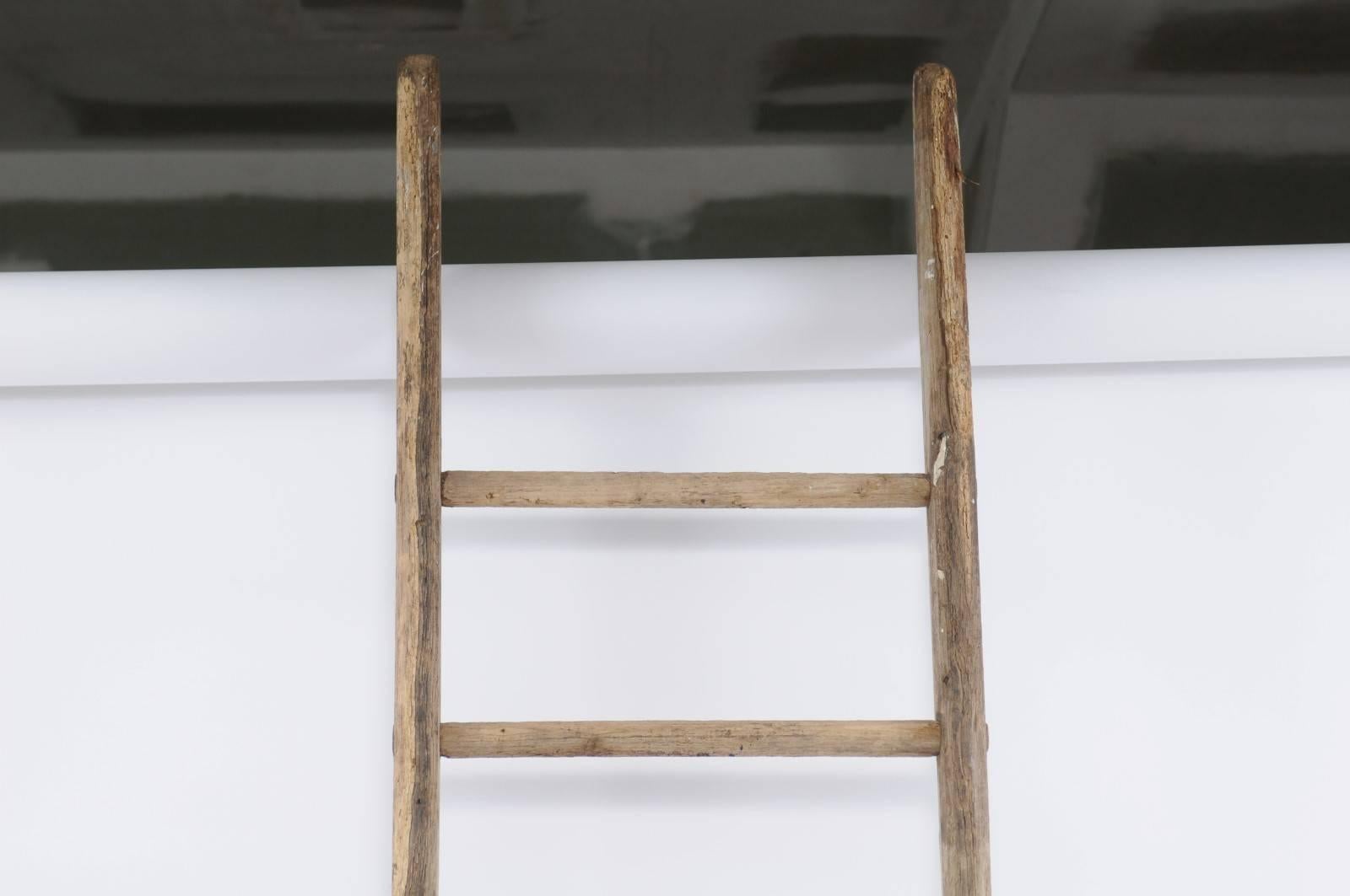 Large Vintage French Wood and Iron Rustic Ladder from the 1930s 5