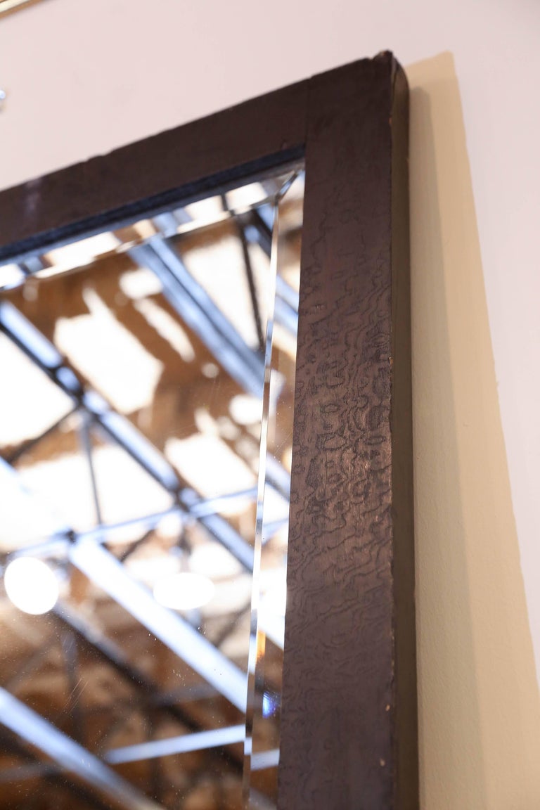 Large Vintage French Wood Frame Bevelled Floor Mirror Found In Paris