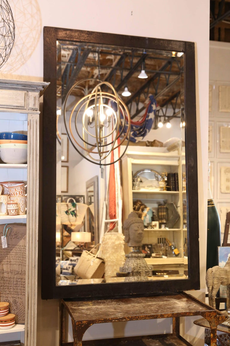 Large Vintage French Wood Frame Bevelled Floor Mirror Found in Paris at