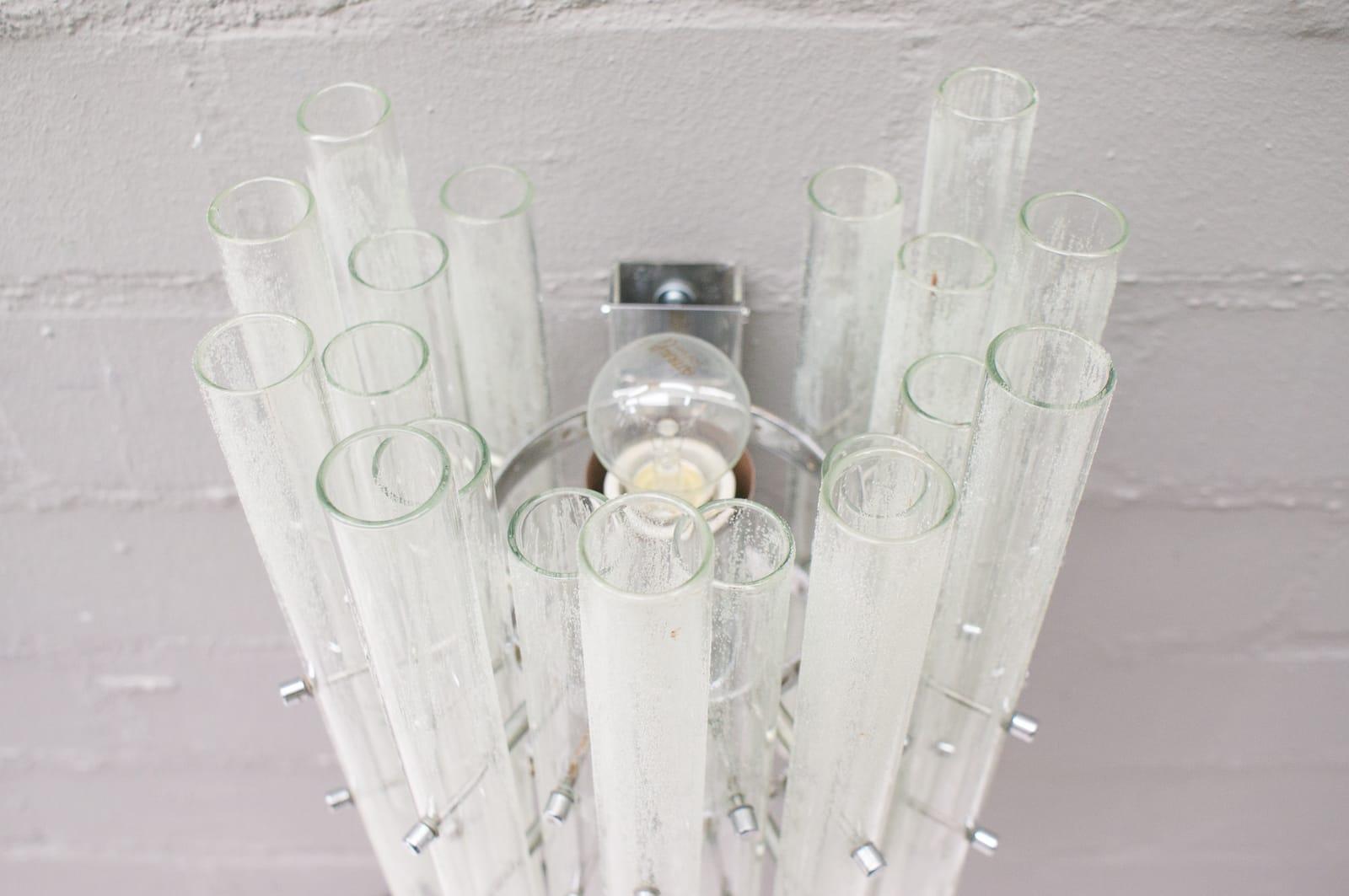 Large Vintage Frosted Glass Tubes Wall Lamps from a Theatre in Germany, 1960s For Sale 1