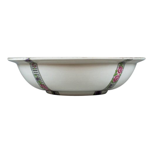 Large Vintage Fruit Bowl Ceramic Basin White Decorative Floral