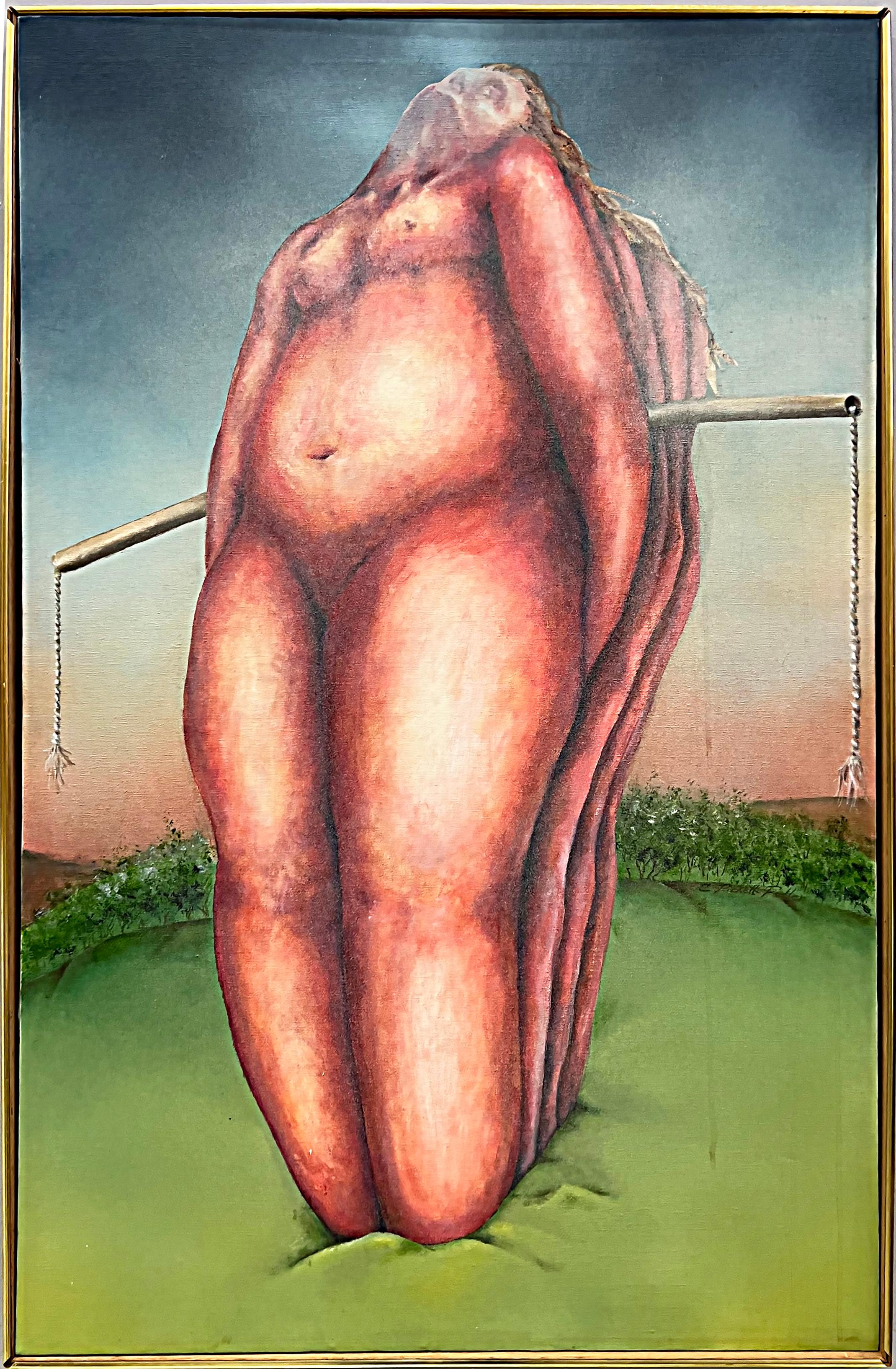 Modern Large Vintage Fuller C. Pickett Surrealist Nude Oil Painting on Canvas For Sale