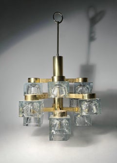 Large Vintage Gaetano Sciolari / Lightolier  13 Ice Cube Chandelier Pendant Lamp