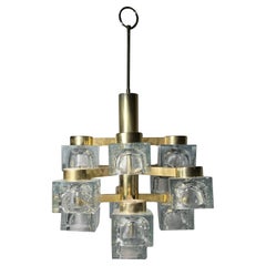 Large Vintage Gaetano Sciolari / Lightolier  13 Ice Cube Chandelier Pendant Lamp