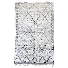 Large Vintage Geometrical Morrocan Wool Rug Carpet Beni Ouarain