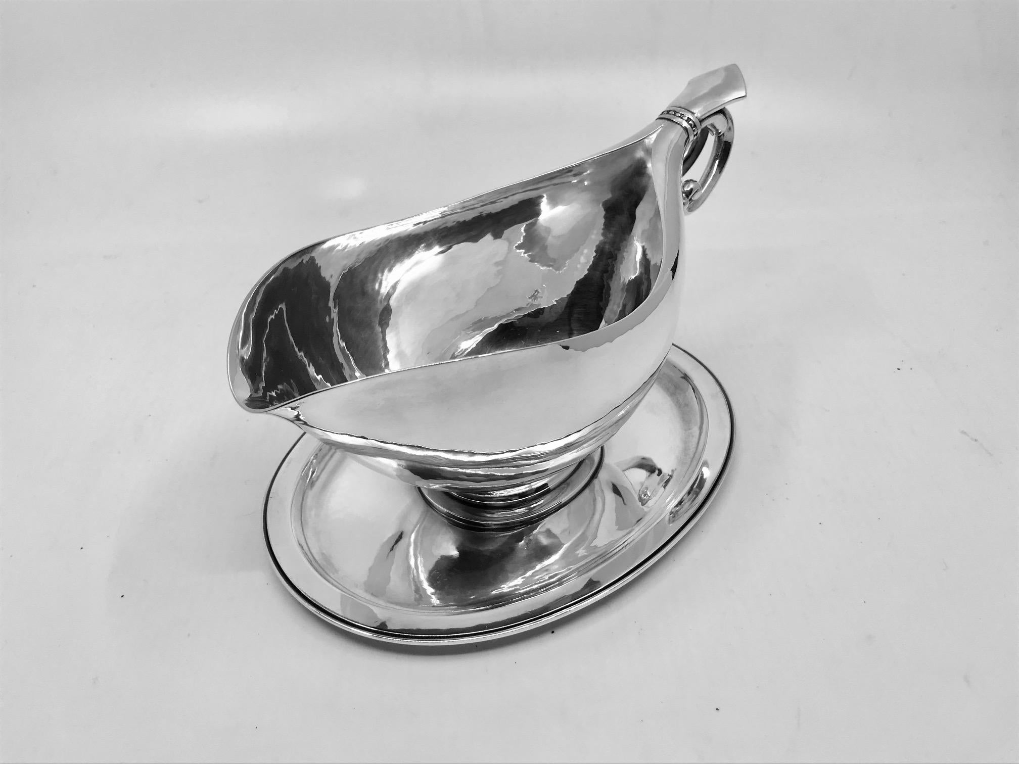 Danish Large Vintage Georg Jensen Sauce Boat #90B by Johan Rohde For Sale