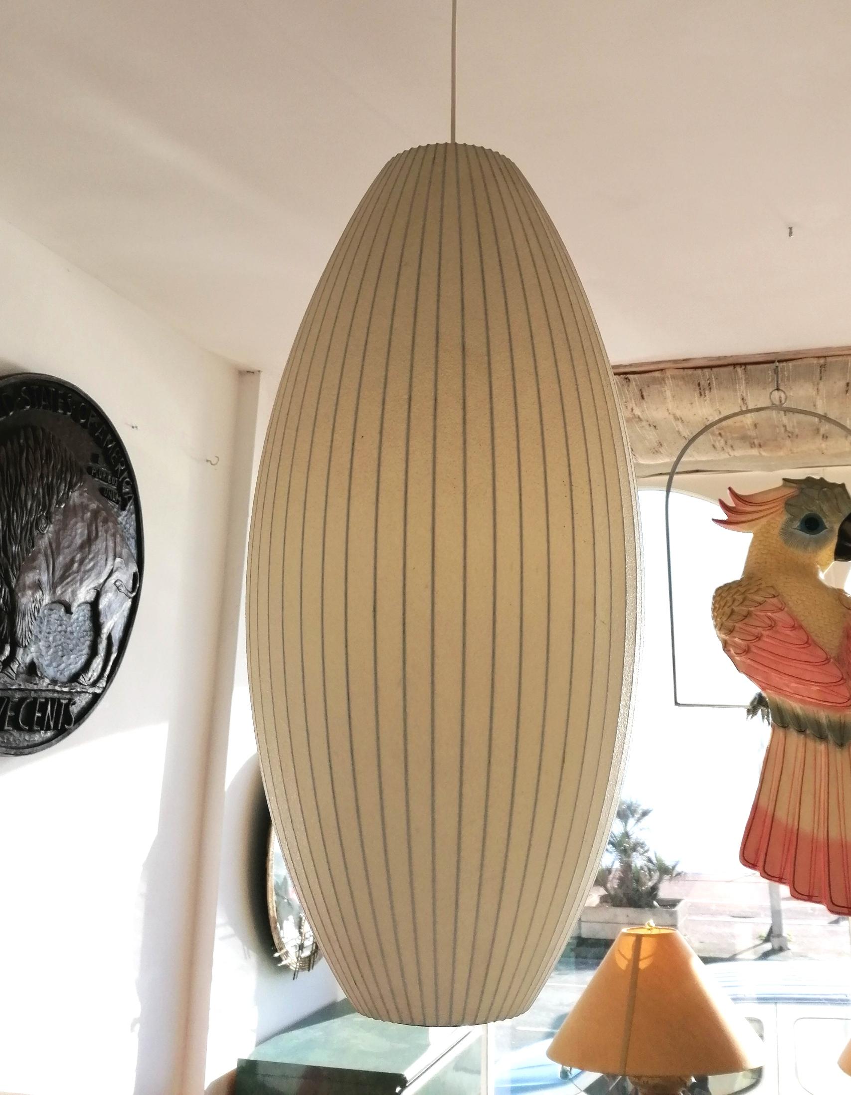 Mid-Century Modern Large Vintage George Nelson Cigar Bubble Pendant Light Produced by Modernica USA