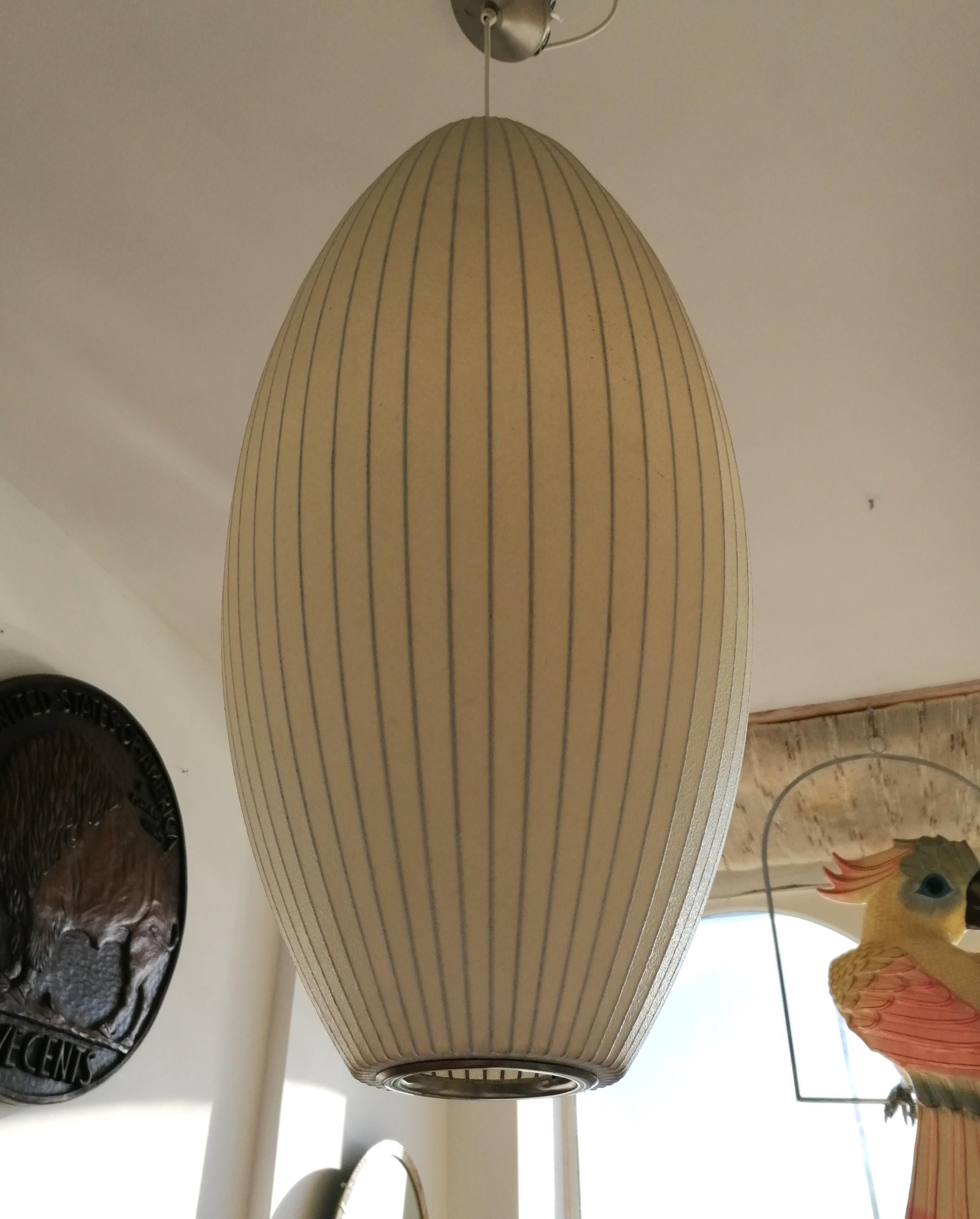 Large Vintage George Nelson Cigar Bubble Pendant Light Produced by Modernica USA In Good Condition In Hastings, GB