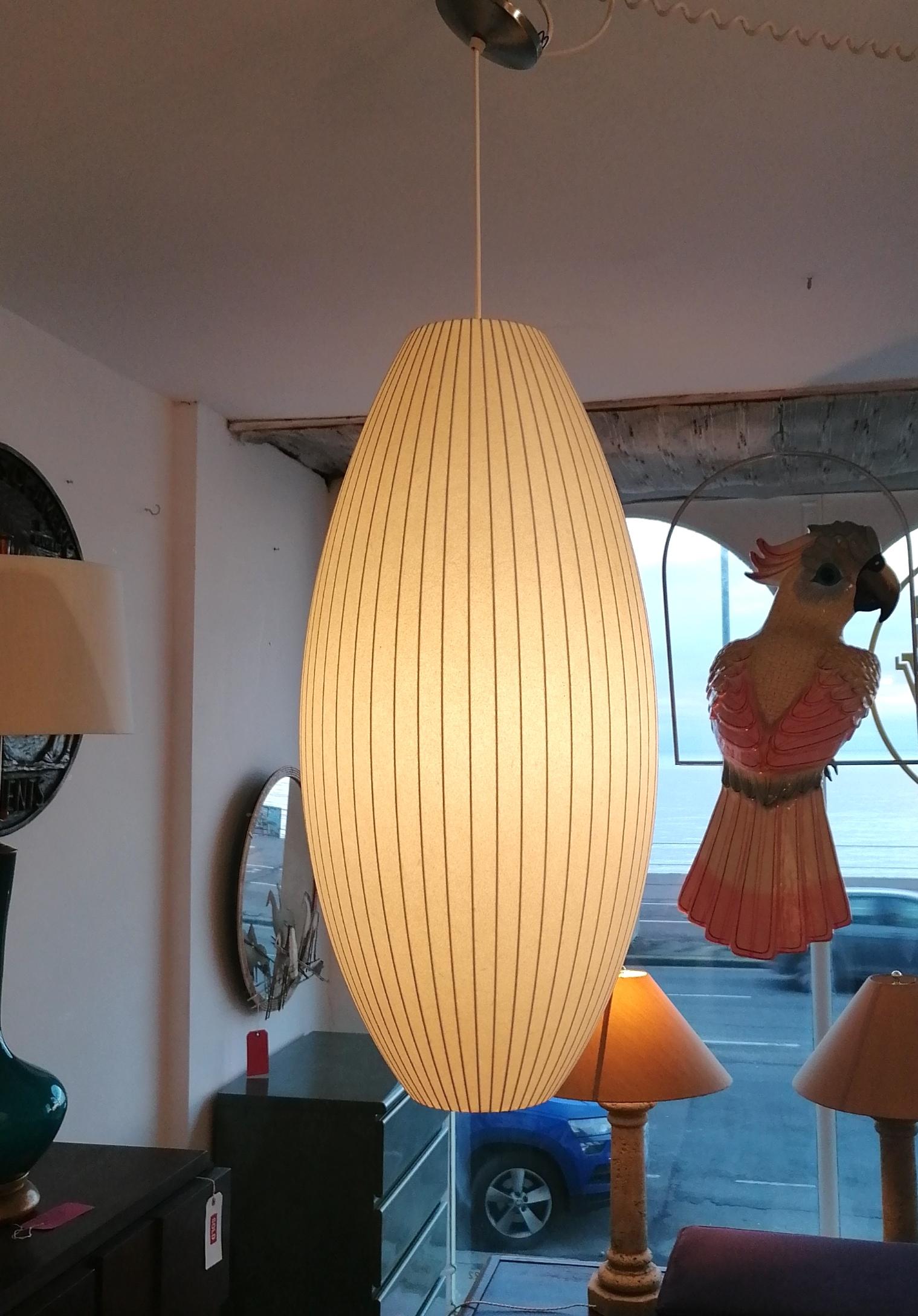 Mid-20th Century Large Vintage George Nelson Cigar Bubble Pendant Light Produced by Modernica USA