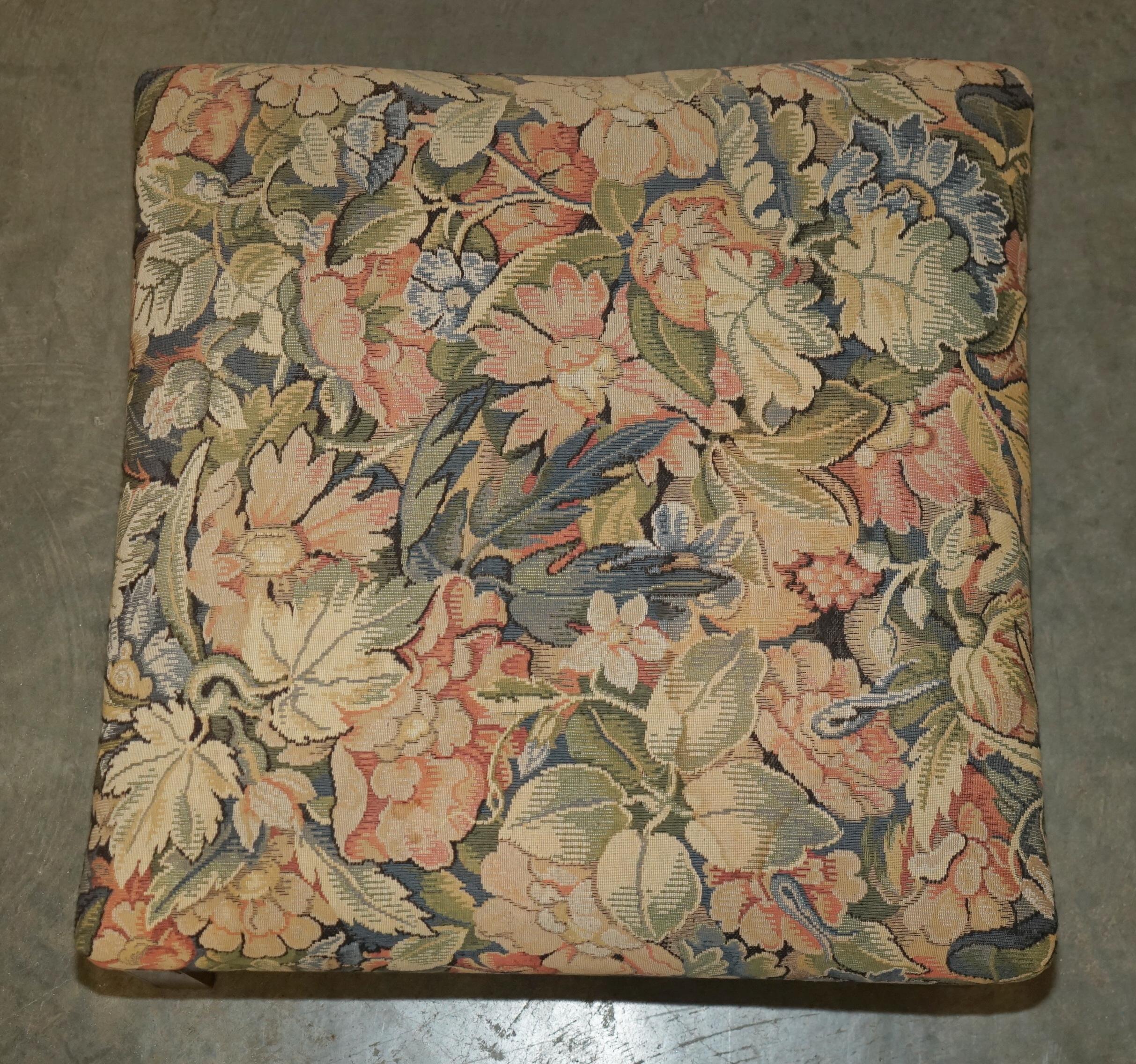 Country LARGE VINTAGE GEORGE SMITH FOOTSTOOL OTTOMAN WiTH EMBROIDERED UPHOLSTERY For Sale