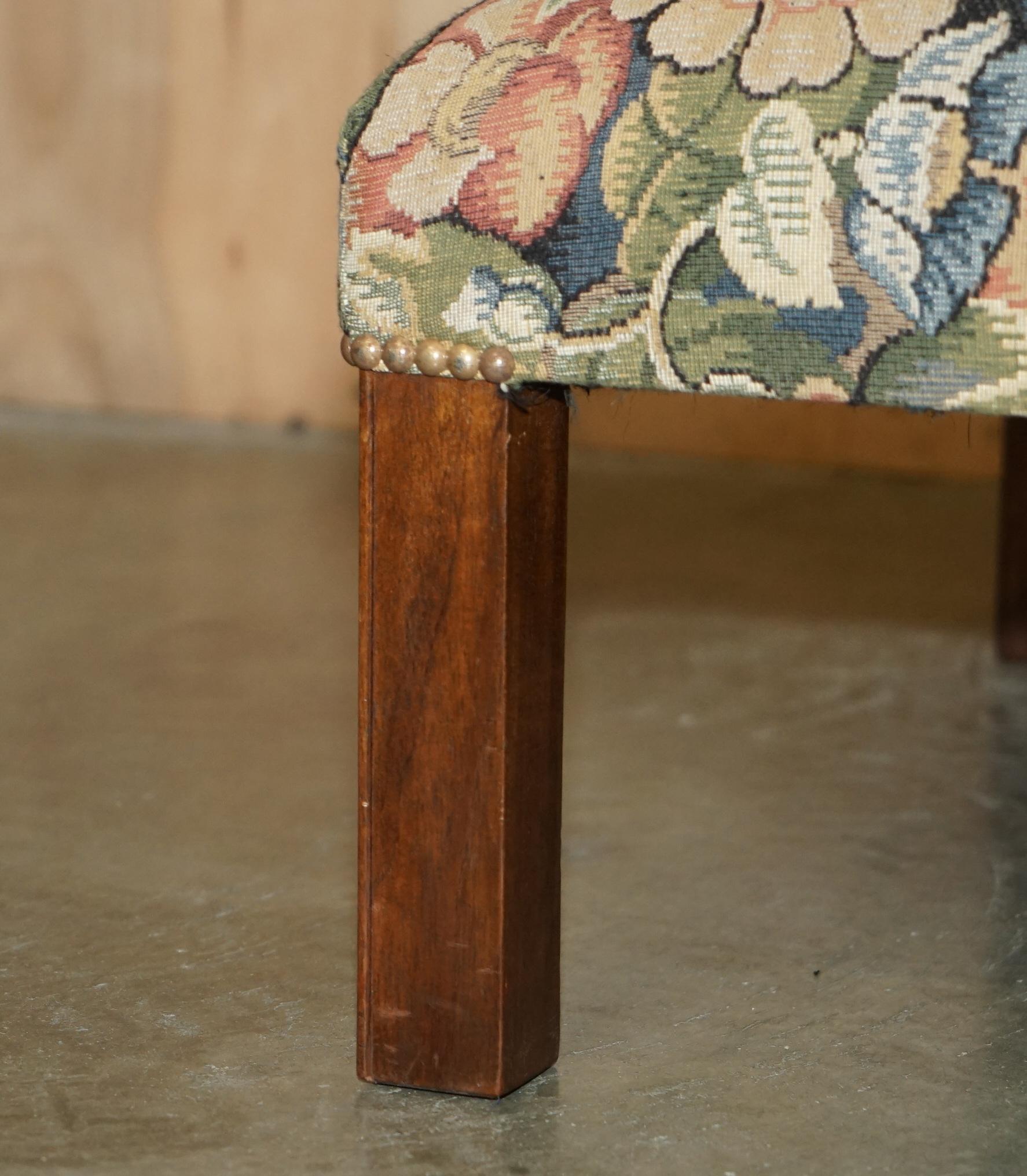 Upholstery LARGE VINTAGE GEORGE SMITH FOOTSTOOL OTTOMAN WiTH EMBROIDERED UPHOLSTERY For Sale