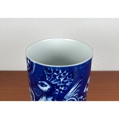 Large Vintage German Porcelain Peacock Vase by Bjørn Wiinblad, 1970s