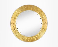 Large Vintage Gilded Églomisé Sunburst Mirror by David Marshall, Signed
