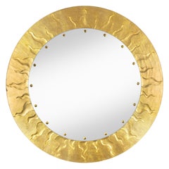 Large Vintage Gilded Églomisé Sunburst Mirror by David Marshall, Signed