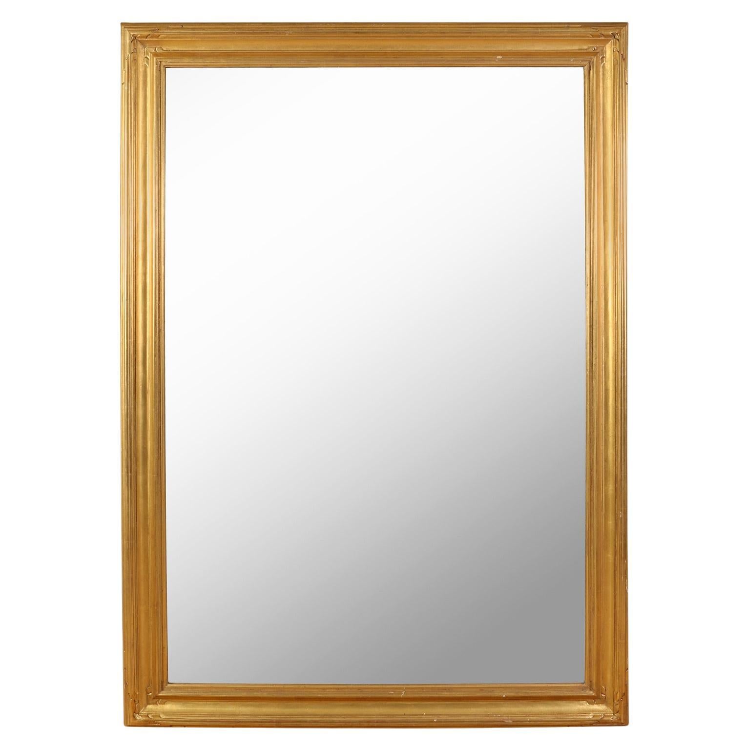 Grand miroir rectangulaire vintage en bois doré