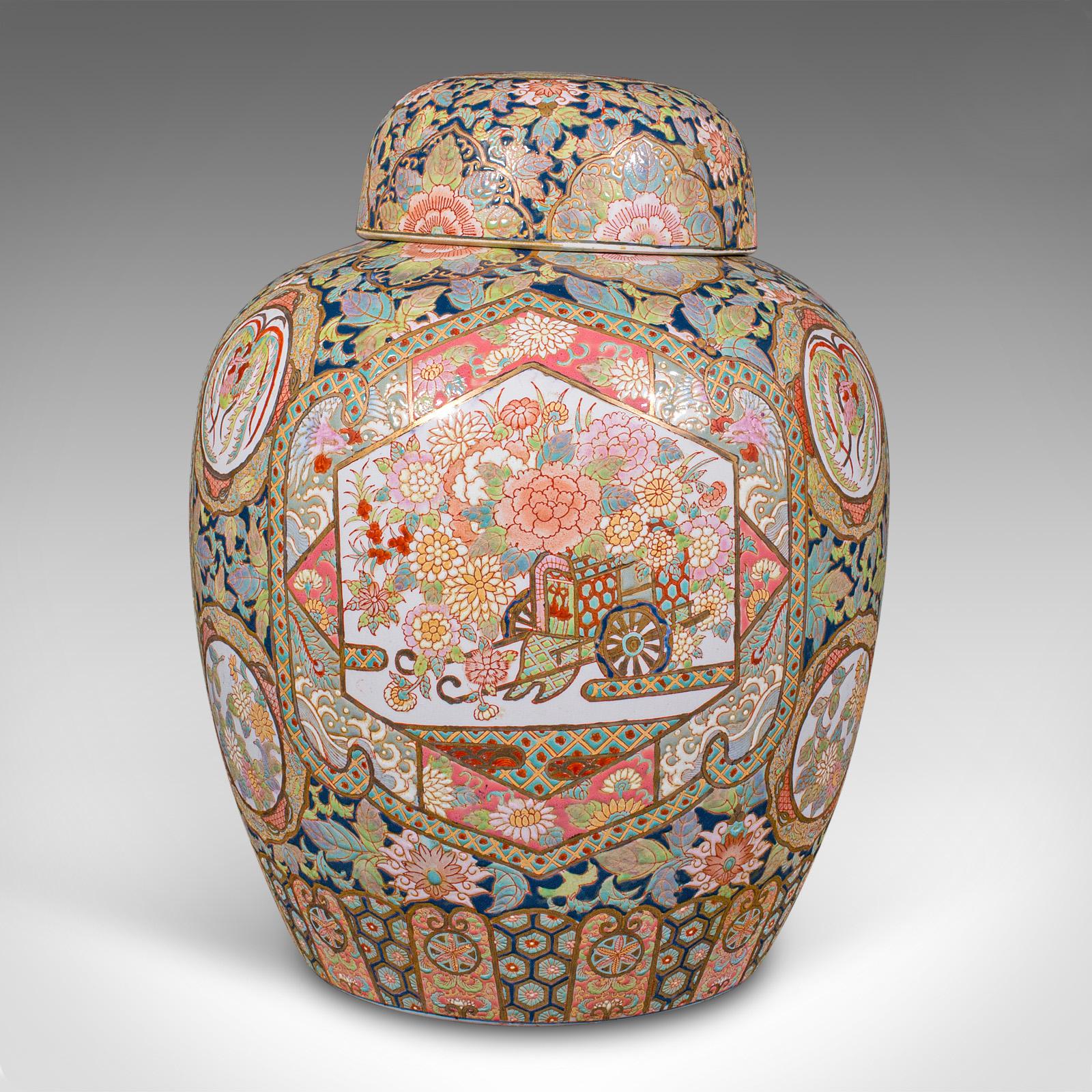 Großes Vintage- Ingwerglas, chinesisch, Keramik, Deckelvase mit Deckel, Art déco, um 1940 (Chinesisch) im Angebot