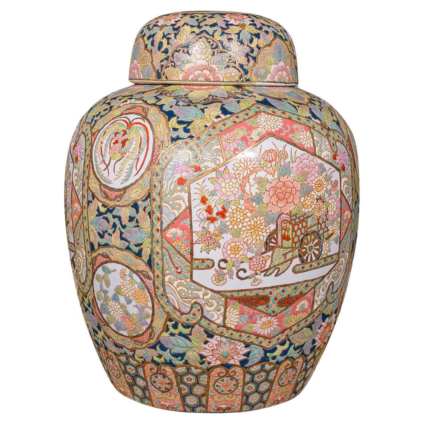 Large Vintage Ginger Jar, Chinese, Ceramic, Lidded Vase, Art Deco, Circa 1940 For Sale