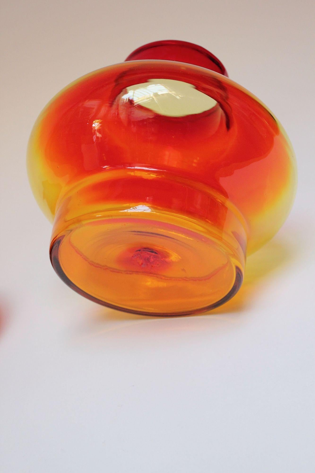 American Large Vintage Glass Amberina Vase with Stopper by John Nickerson for Blenko For Sale