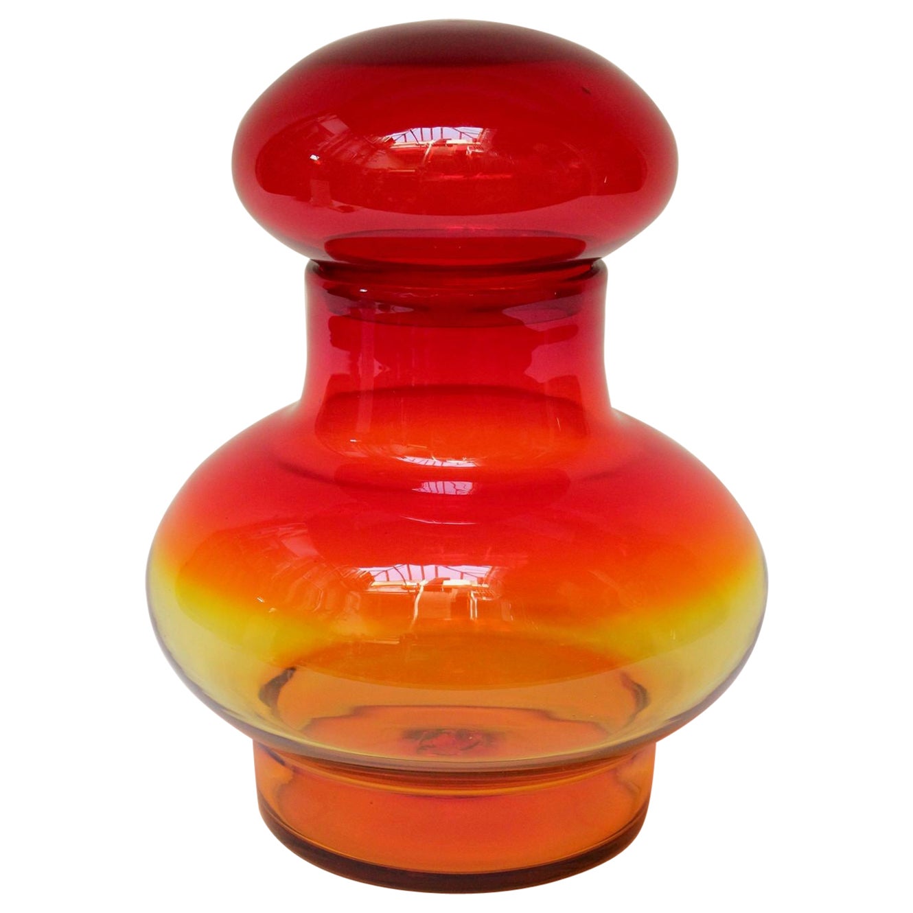 Grand vase en verre Amberina vintage avec bouchon de John Nickerson pour Blenko