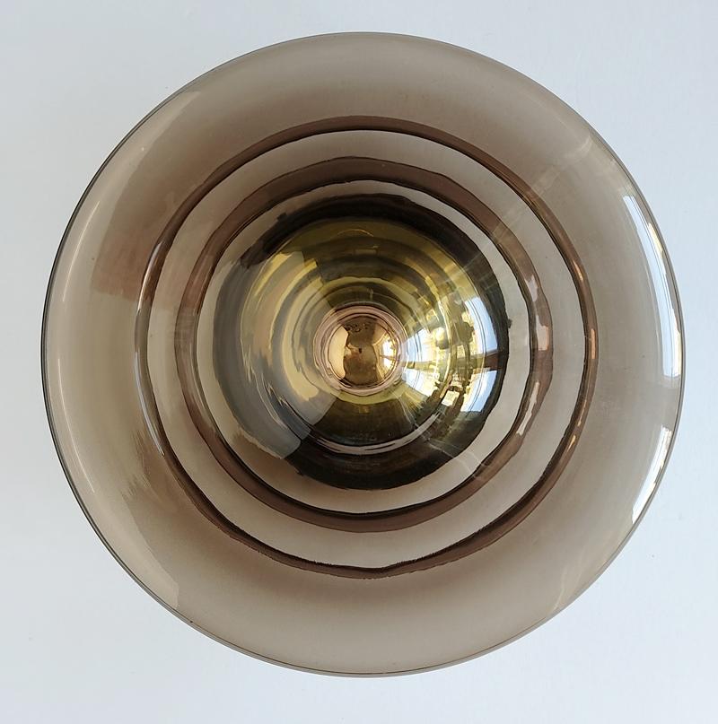 Wonderful vintage hand made blown glass flushmount.
Germany, 1960s.
Lamp sockets: E27 (US E26).

.