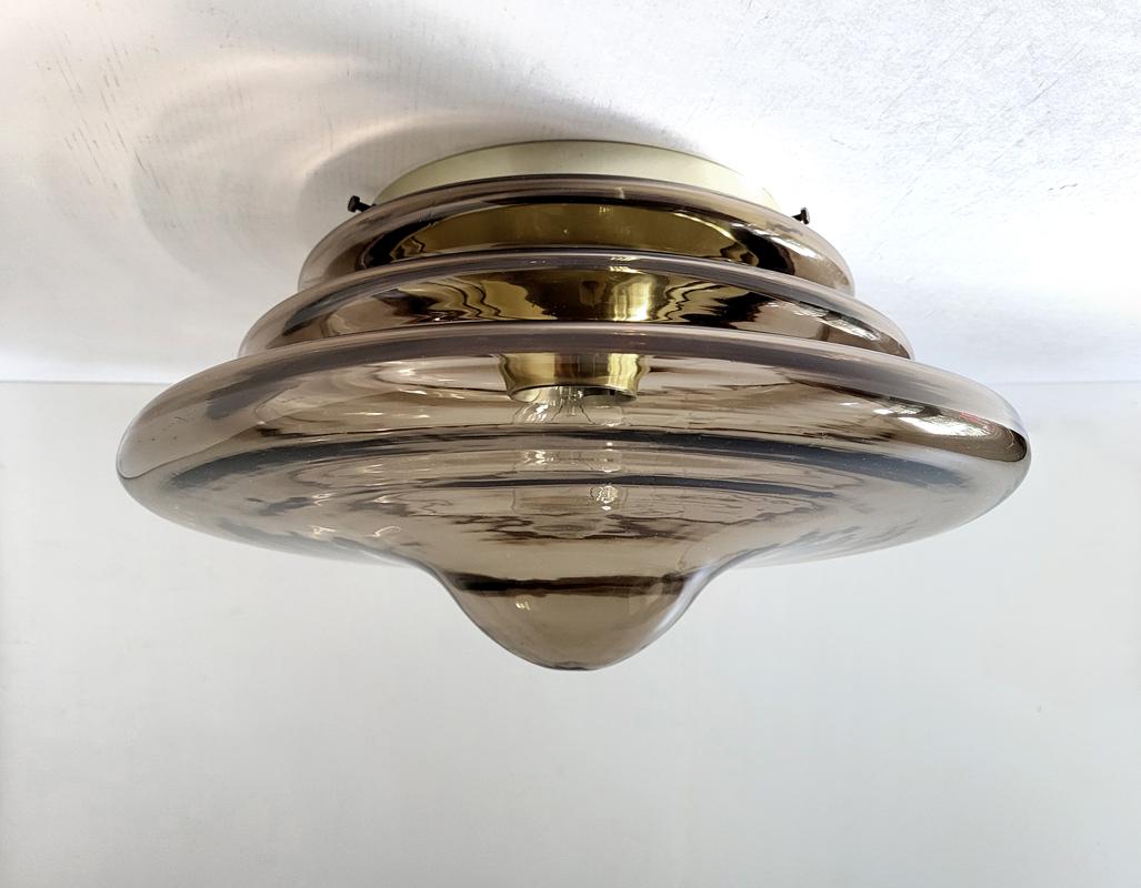 Large Vintage Glass Ceiling or Wall Light Flushmount, 1960s (Moderne der Mitte des Jahrhunderts) im Angebot