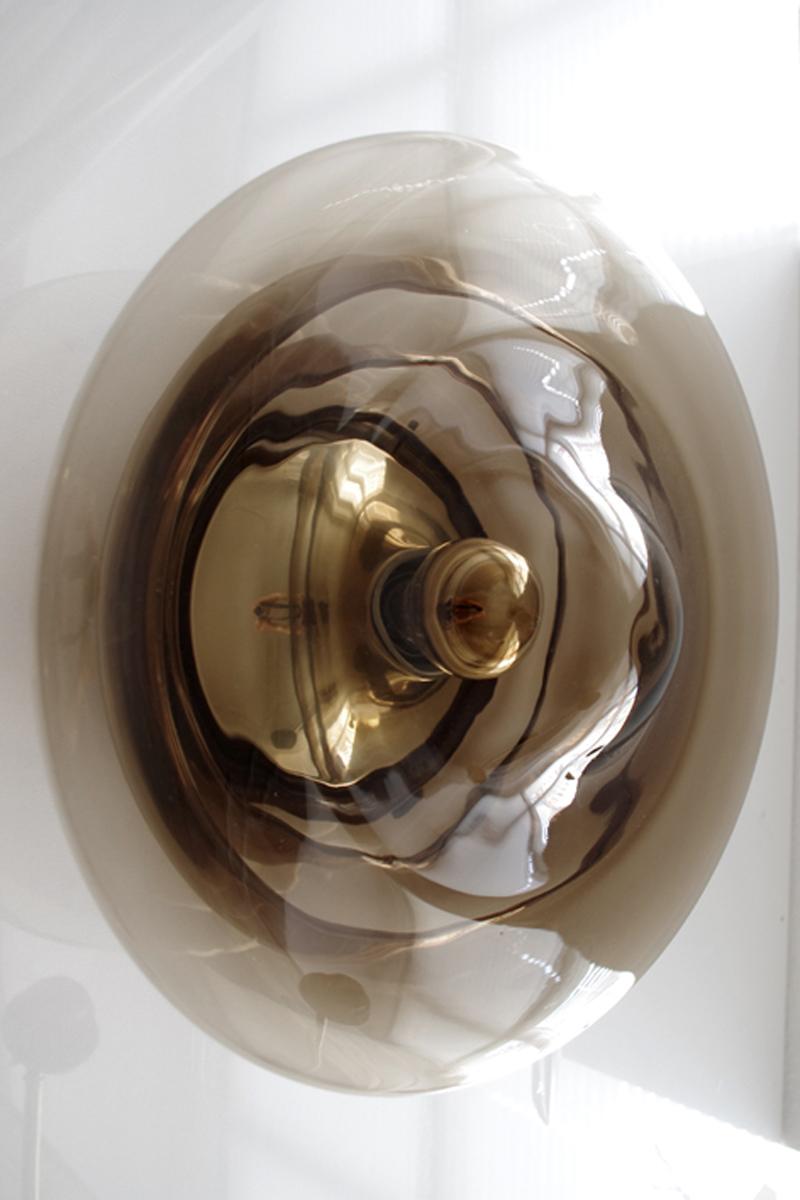 Large Vintage Glass Ceiling or Wall Light Flushmount, 1960s (Deutsch) im Angebot