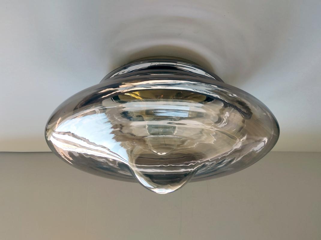 Large Vintage Glass Ceiling or Wall Light Flushmount, 1960s (Mitte des 20. Jahrhunderts) im Angebot