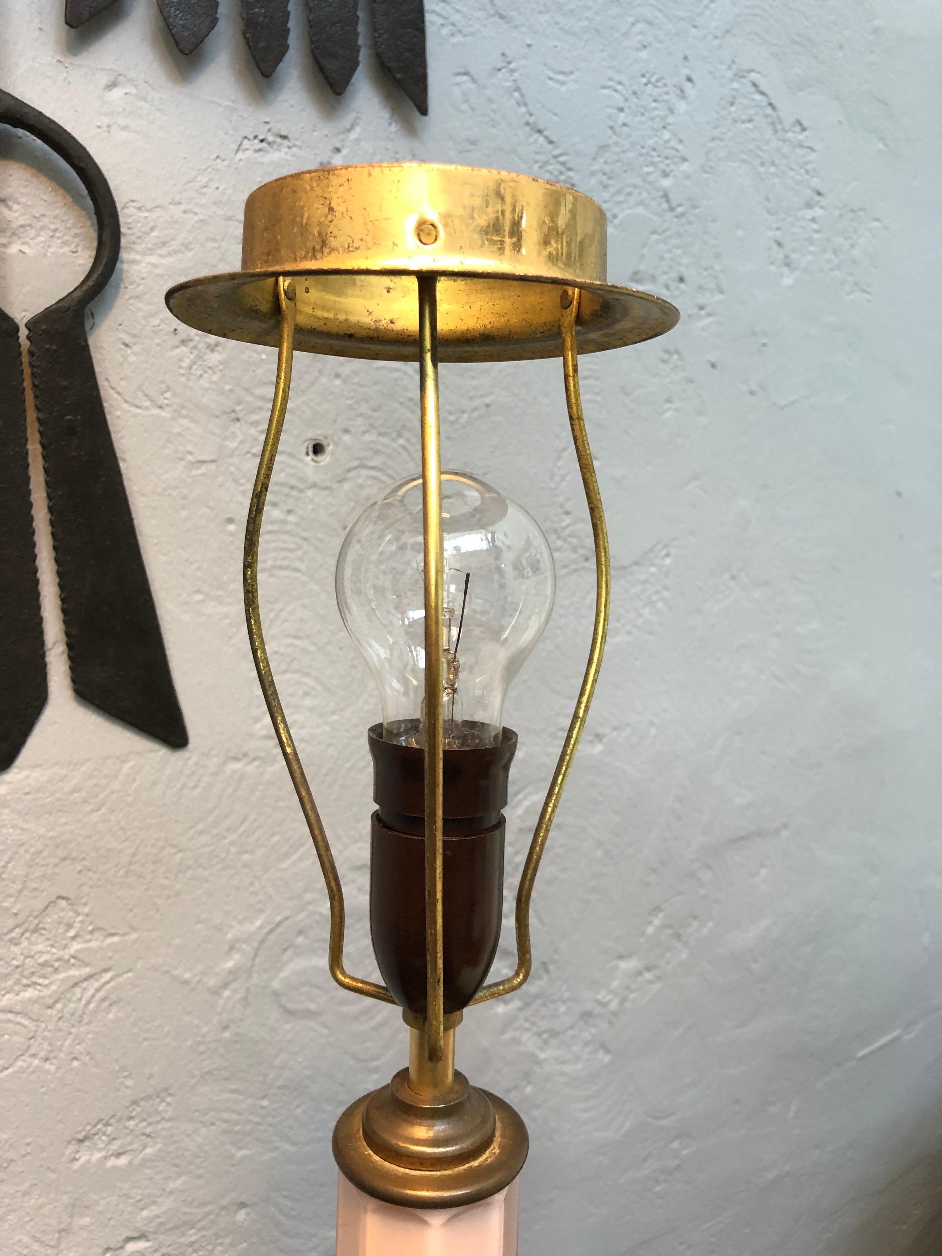 Hand-Crafted Large Vintage Glass Heiberg Table Lamp For Sale
