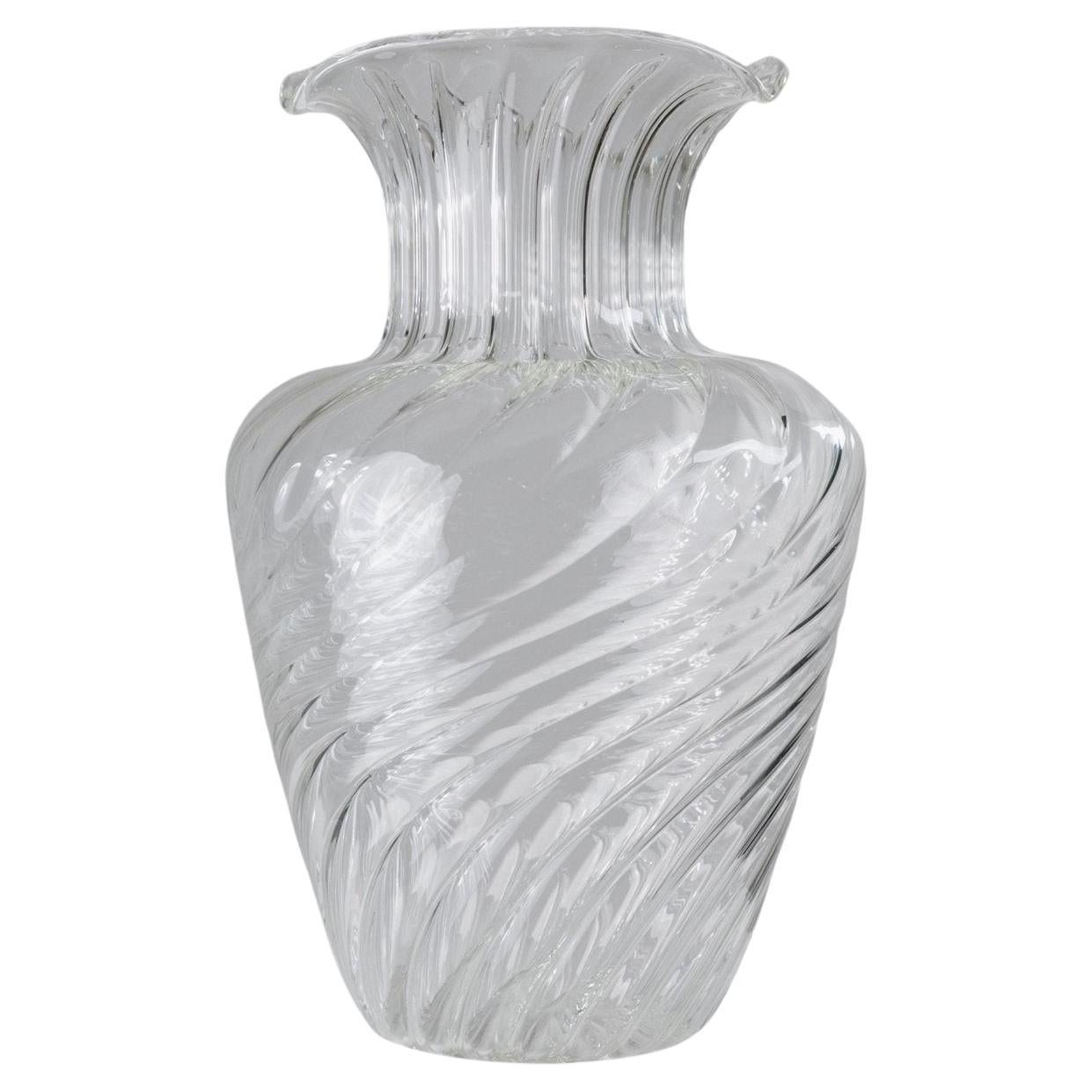 Vaso grande in vetro d'epoca Design curvo in vetro soffiato a mano di Soffiera Parise, anni '70