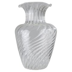 Vaso grande in vetro d'epoca Design curvo in vetro soffiato a mano di Soffiera Parise, anni '70