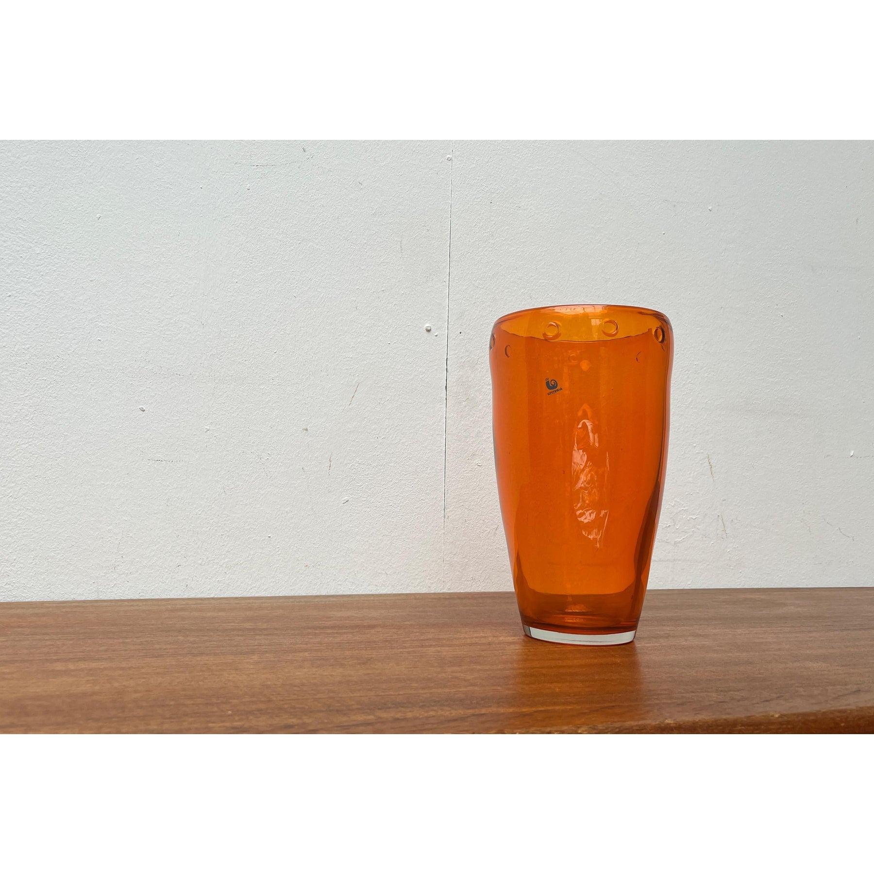 Large Vintage Glass Vase from Hysteria, 1980s, in Very Good conditions. Designed 1980 to 1989 This piece has an attribution mark.

Additional information:
Materials: Glass
Color: Orange
Styles: Postmodern
Item Type: Vintage, Antique or