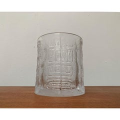 Large Vintage Glass Vase or Bowl with South American/Inca Ornaments