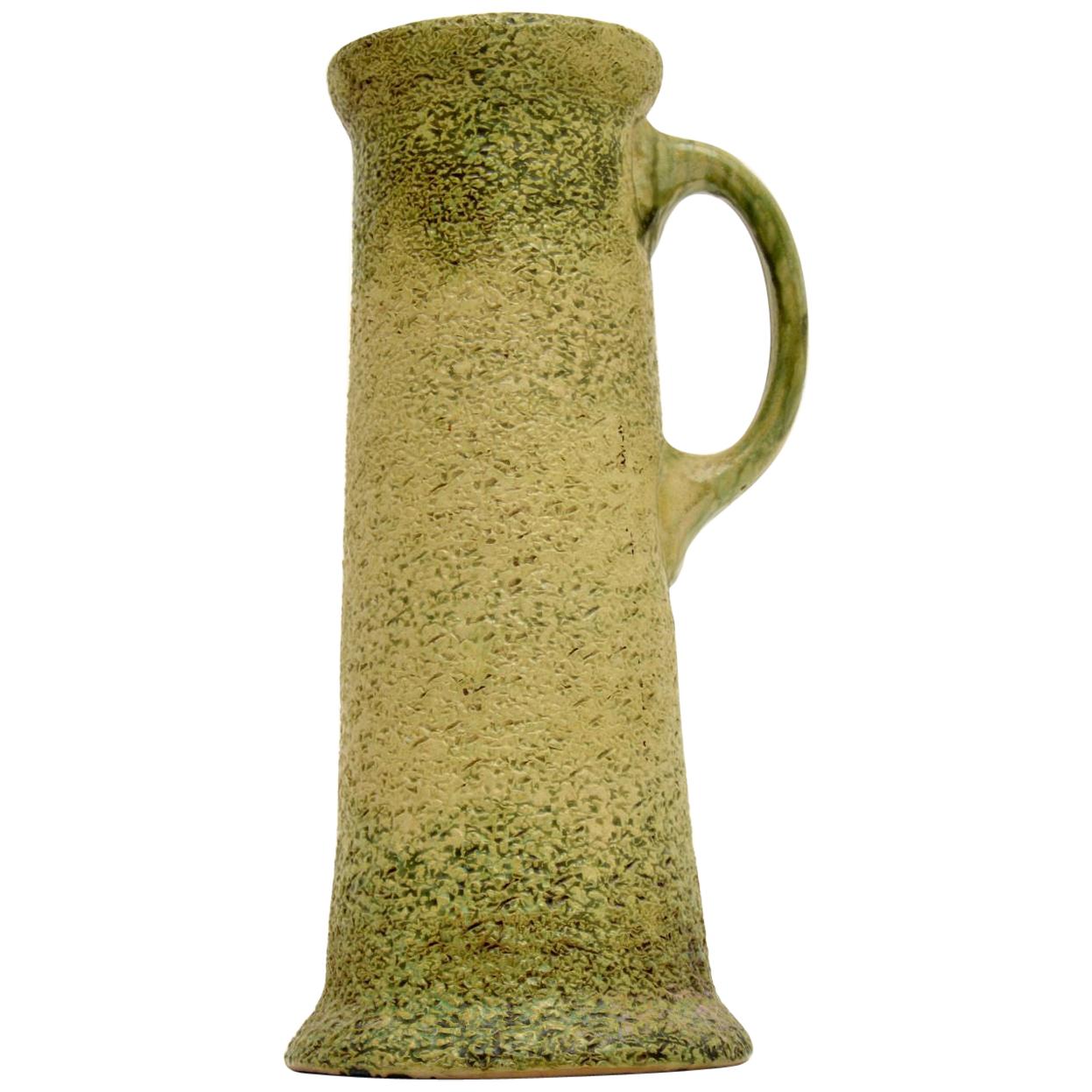 Large Vintage Glazed Ceramic Pitcher / Vase