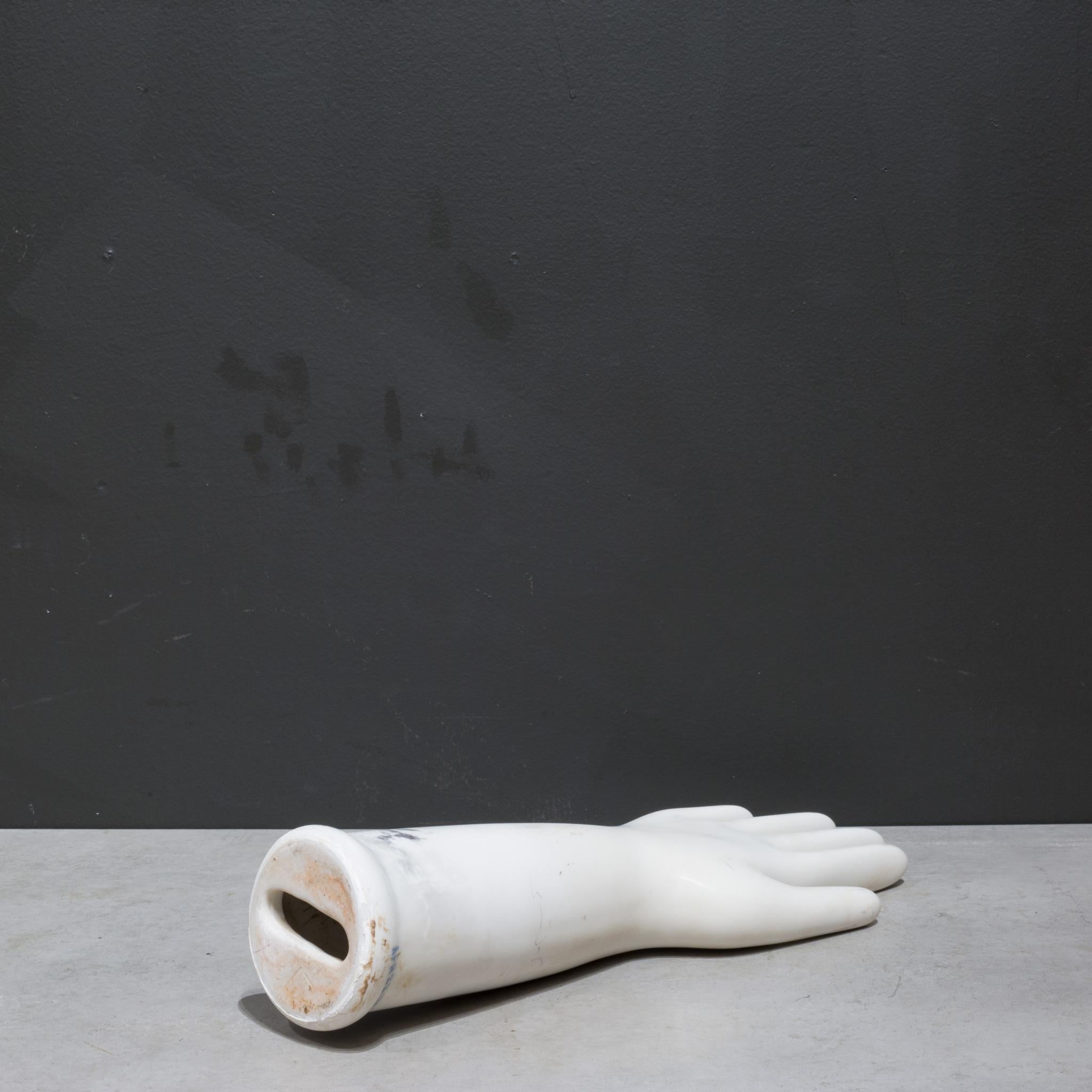 Large Glazed Porcelain Factory Rubber Glove Mold, C.1991  (FREE SHIPPING) In Good Condition For Sale In San Francisco, CA