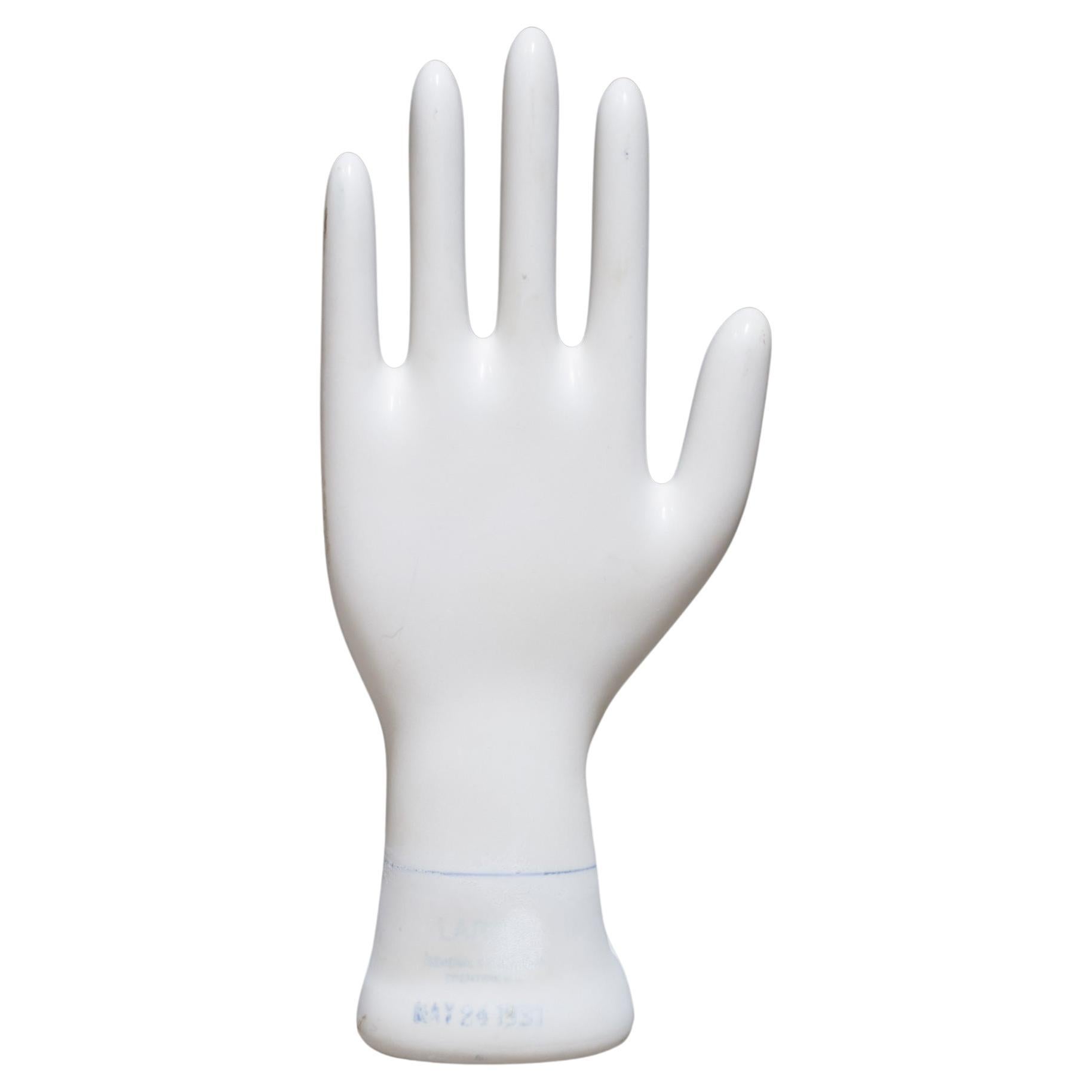Vintage Glazed Porcelain Factory Rubber Glove Mold, C.1991  (FREE SHIPPING) For Sale