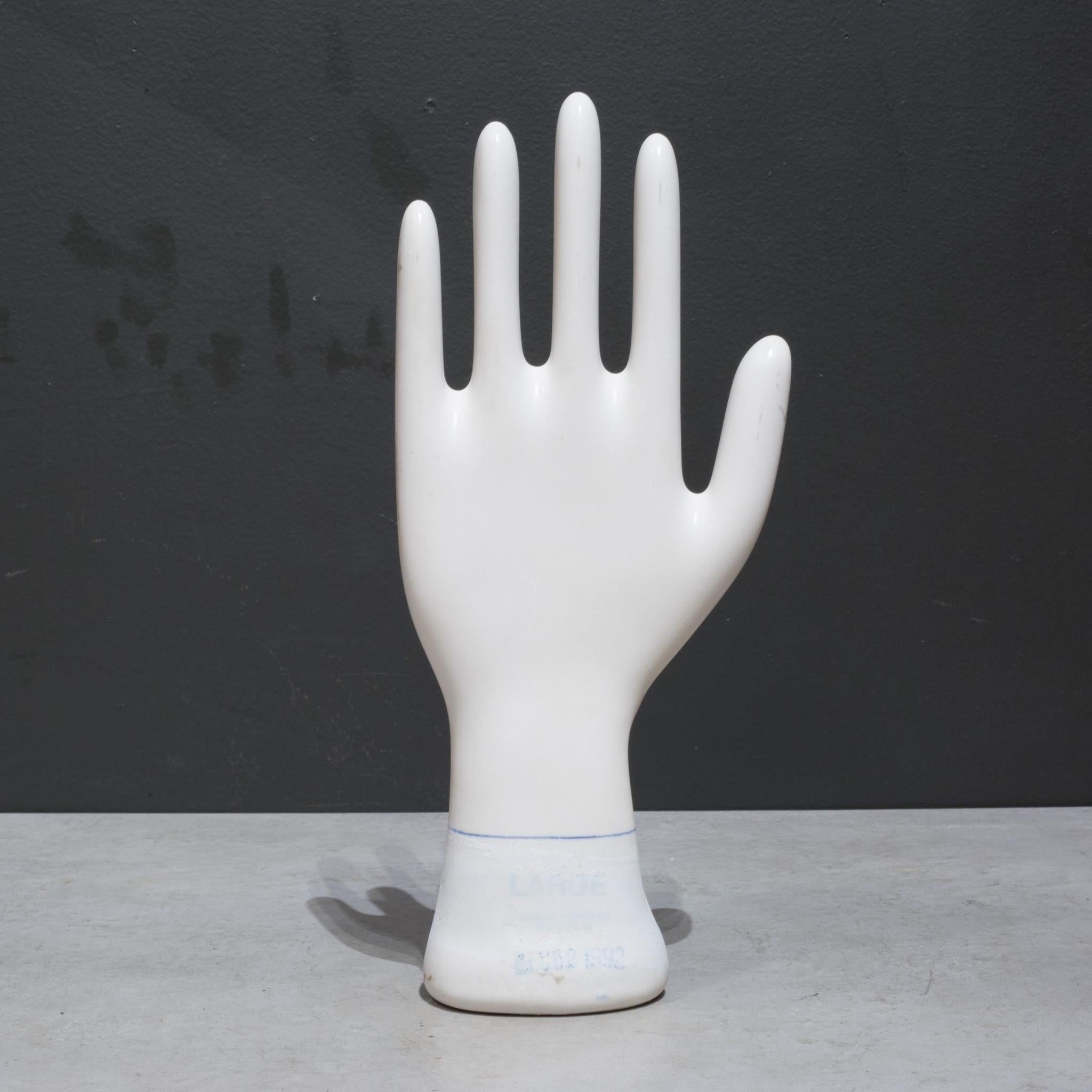 Industrial Large Vintage Glazed Porcelain Factory Rubber Glove Mold C.1992  (FREE SHIPPING) For Sale