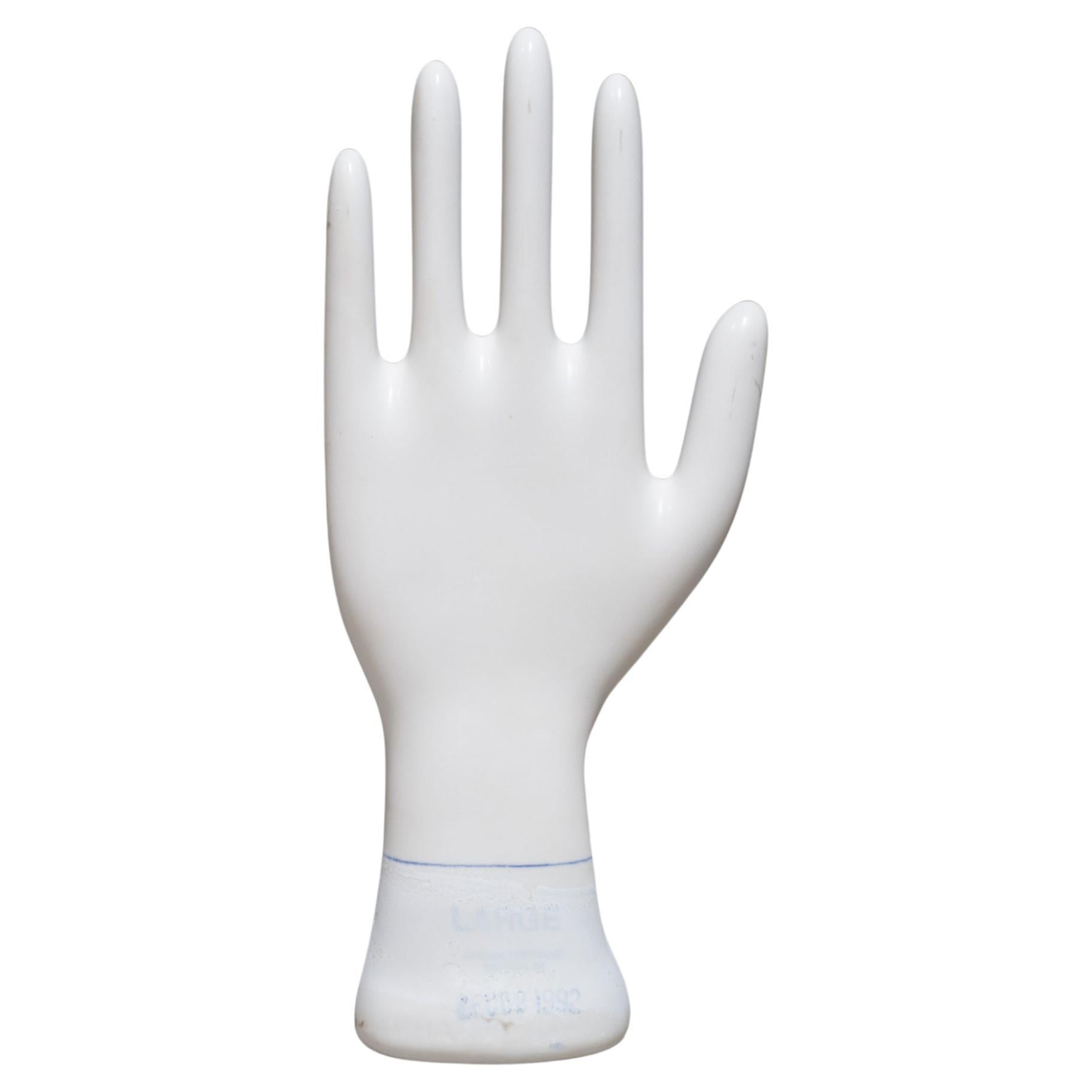 Large Vintage Glazed Porcelain Factory Rubber Glove Mold C.1992  (FREE SHIPPING) For Sale