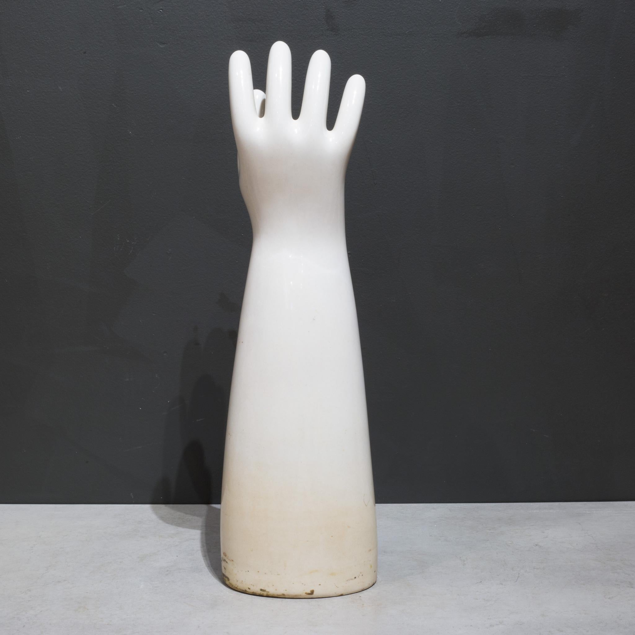 Large Vintage Glazed Porcelain Rubber Glove Mold, C.1985 In Good Condition In San Francisco, CA